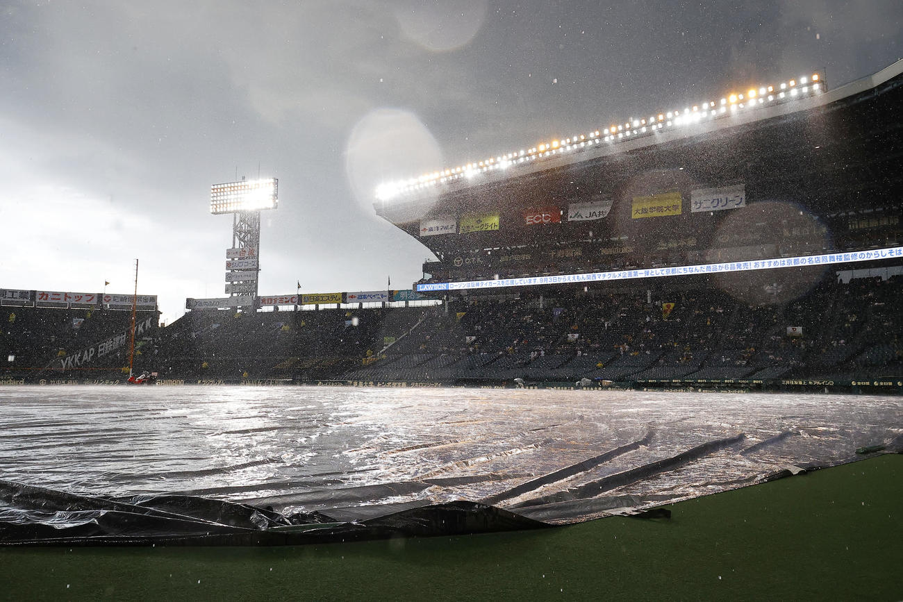 阪神対DeNA　大雨が降り出した甲子園球場（撮影・藤尾明華）