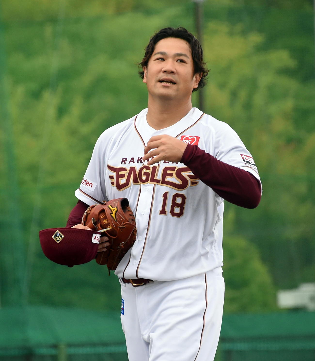 楽天対日本ハム　7回を投げ終えベンチに引き揚げる楽天田中将（撮影・山田愛斗）