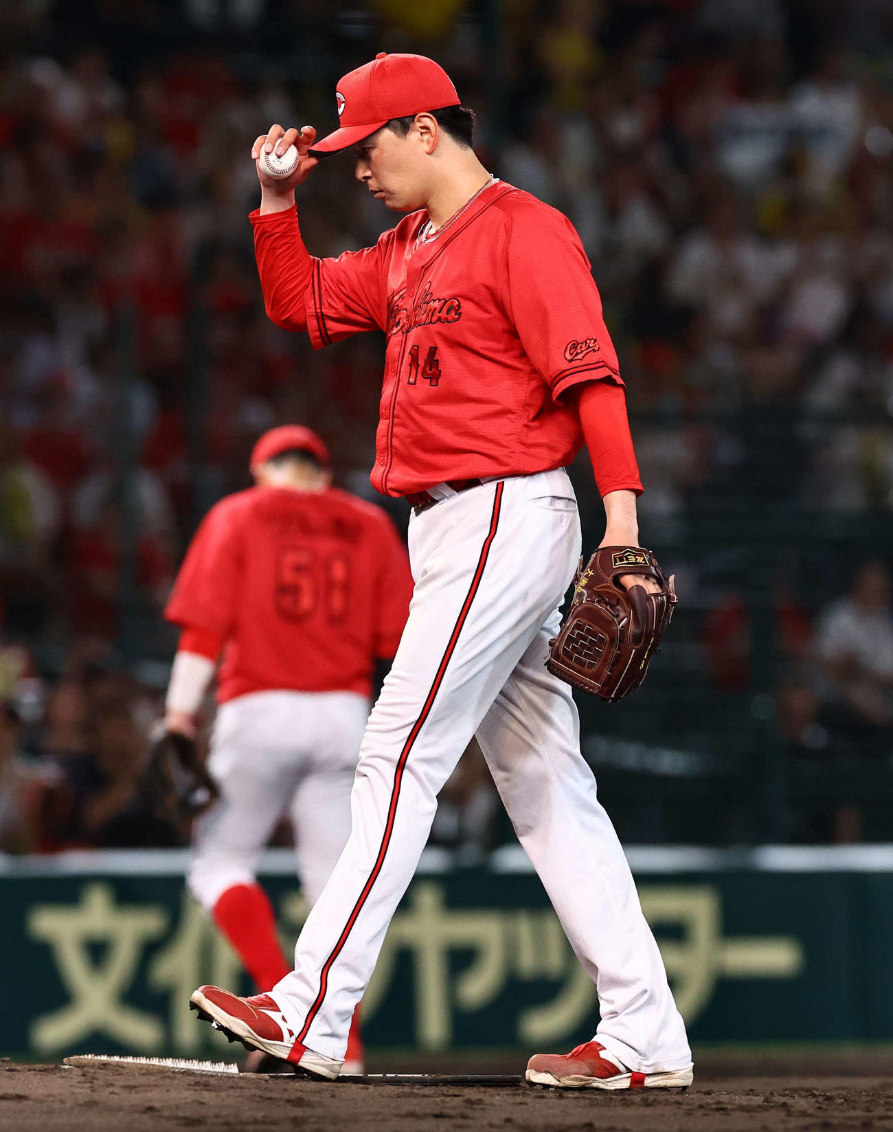 阪神対広島　4回、勝ち越しを許した大瀬良（撮影・上田博志）