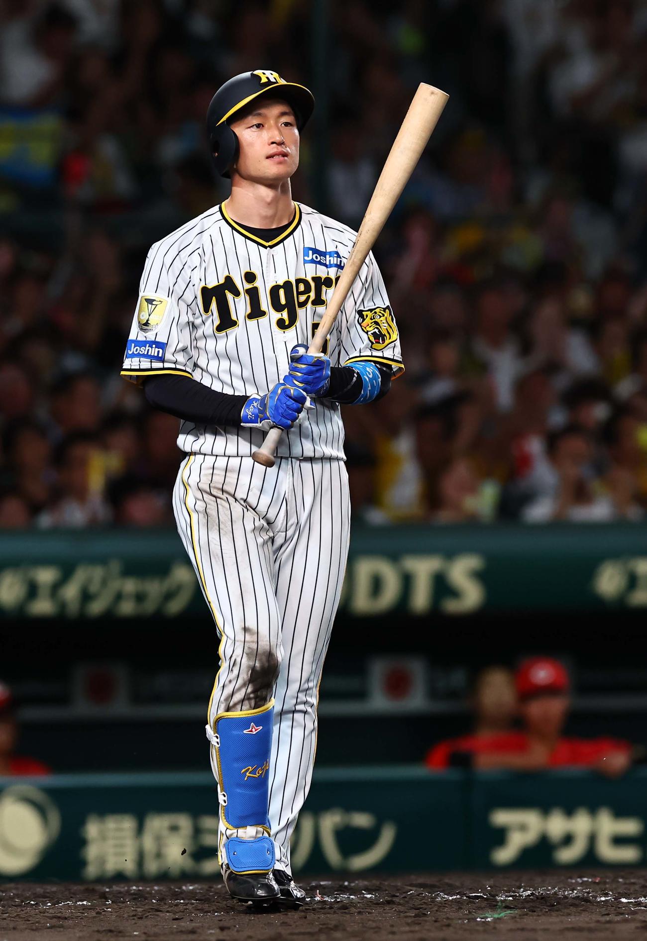 阪神対広島　5回裏阪神2死満塁、近本は押し出し四球を選ぶ（撮影・上田博志）