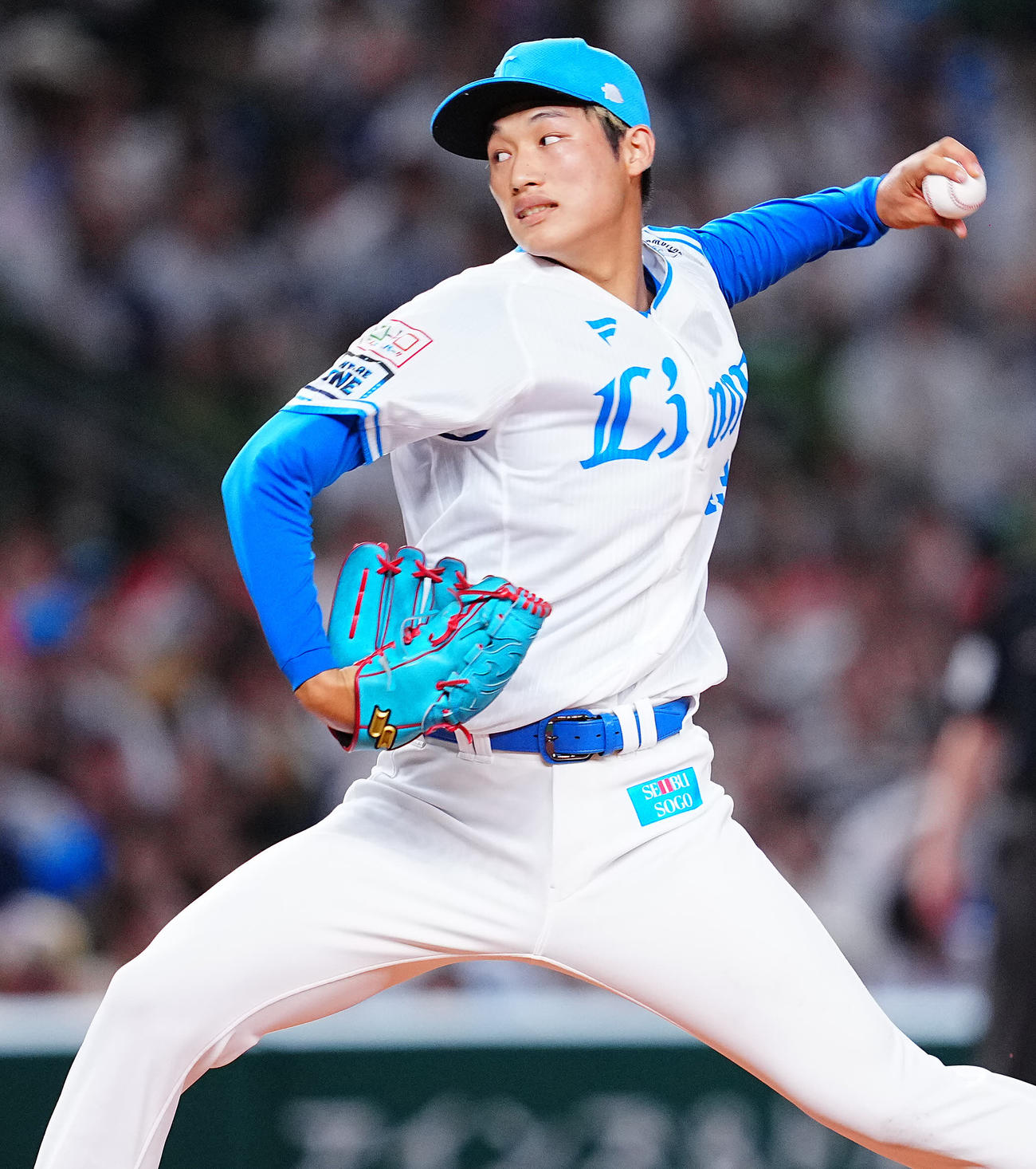西武対ロッテ　力投する西武先発の羽田（撮影・垰建太）
