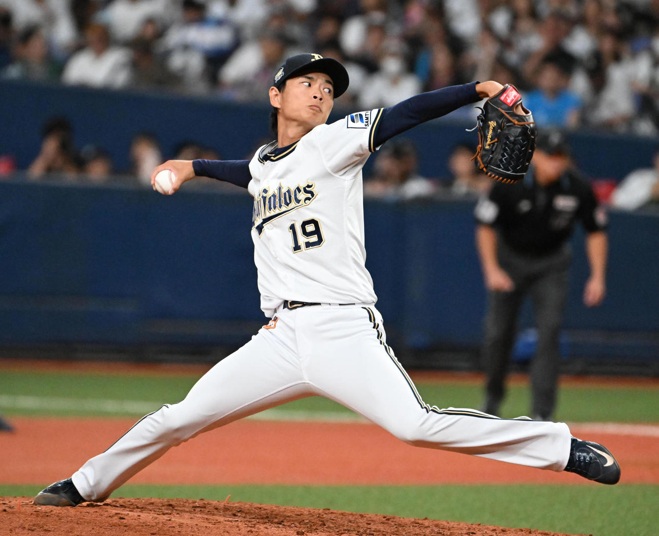 オリックス対ソフトバンク　オリックス3番手の山岡（撮影・石井愛子）