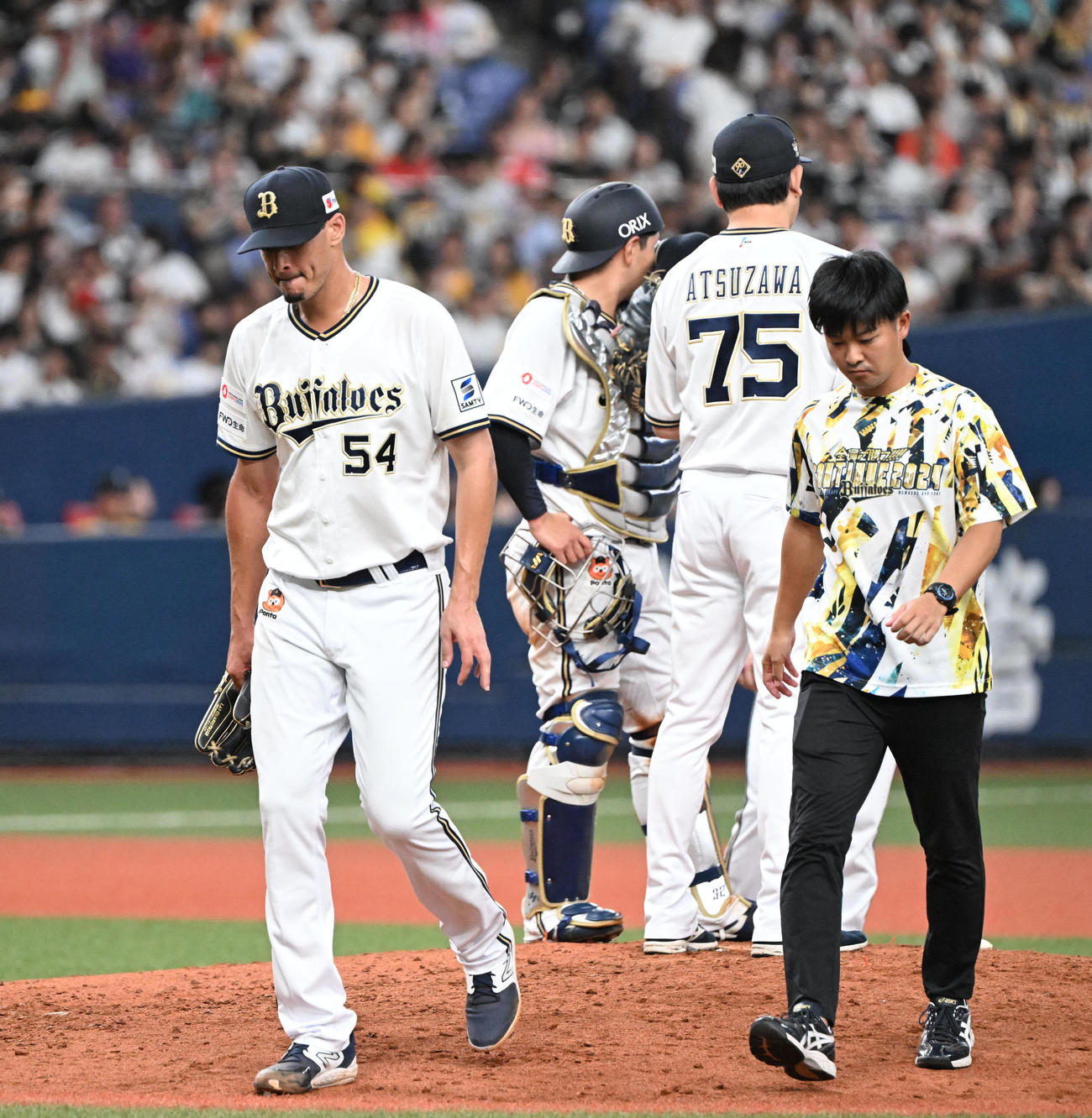 オリックス対ソフトバンク　5回途中6失点で降板するカスティーヨ（撮影・和賀正仁）