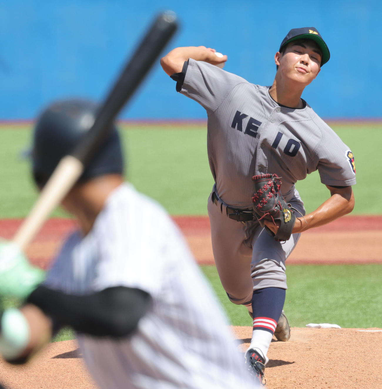 立大対慶大　慶大先発の広池（撮影・野上伸悟）