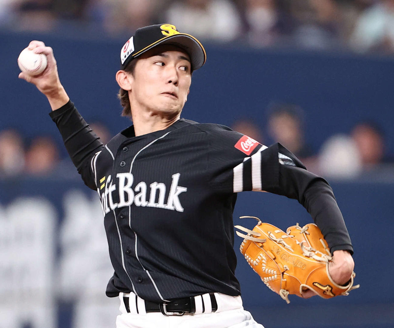 オリックス対ソフトバンク　ソフトバンク先発大津は8回を3安打無失点に抑える（撮影・西尾就之）