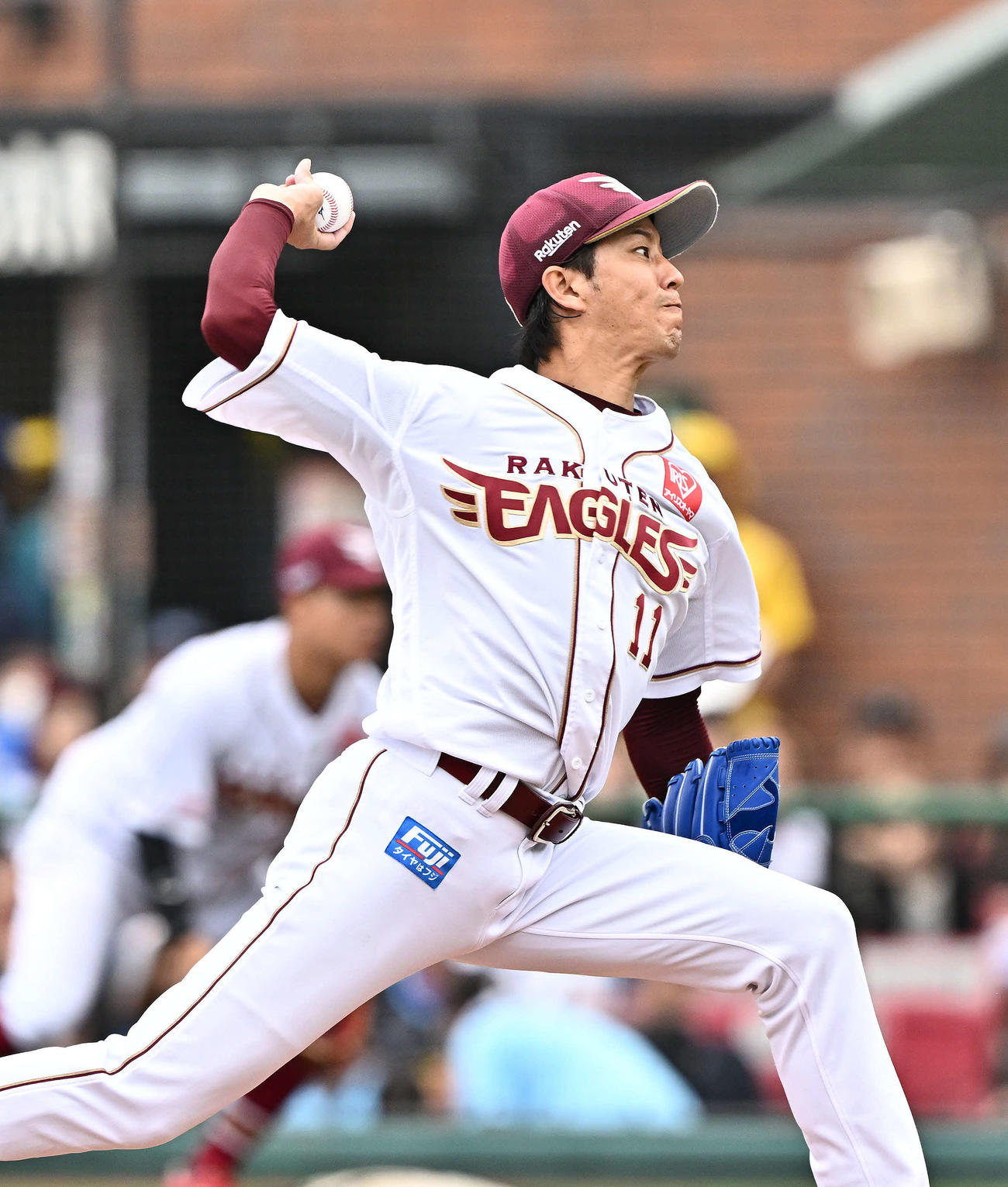 楽天対日本ハム　力投する楽天先発の岸（撮影・滝沢徹郎）