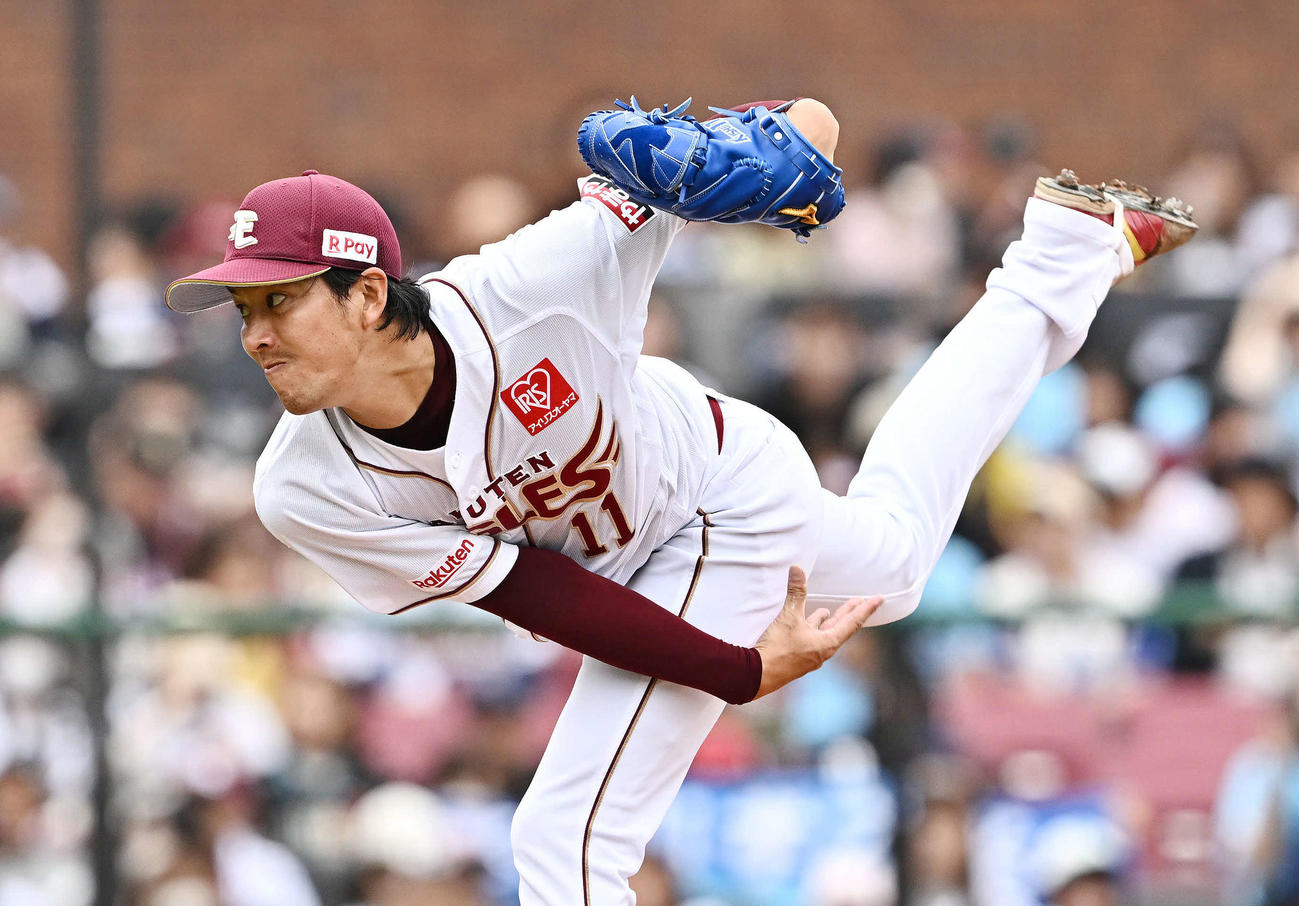 楽天対日本ハム　力投する楽天先発の岸（撮影・滝沢徹郎）