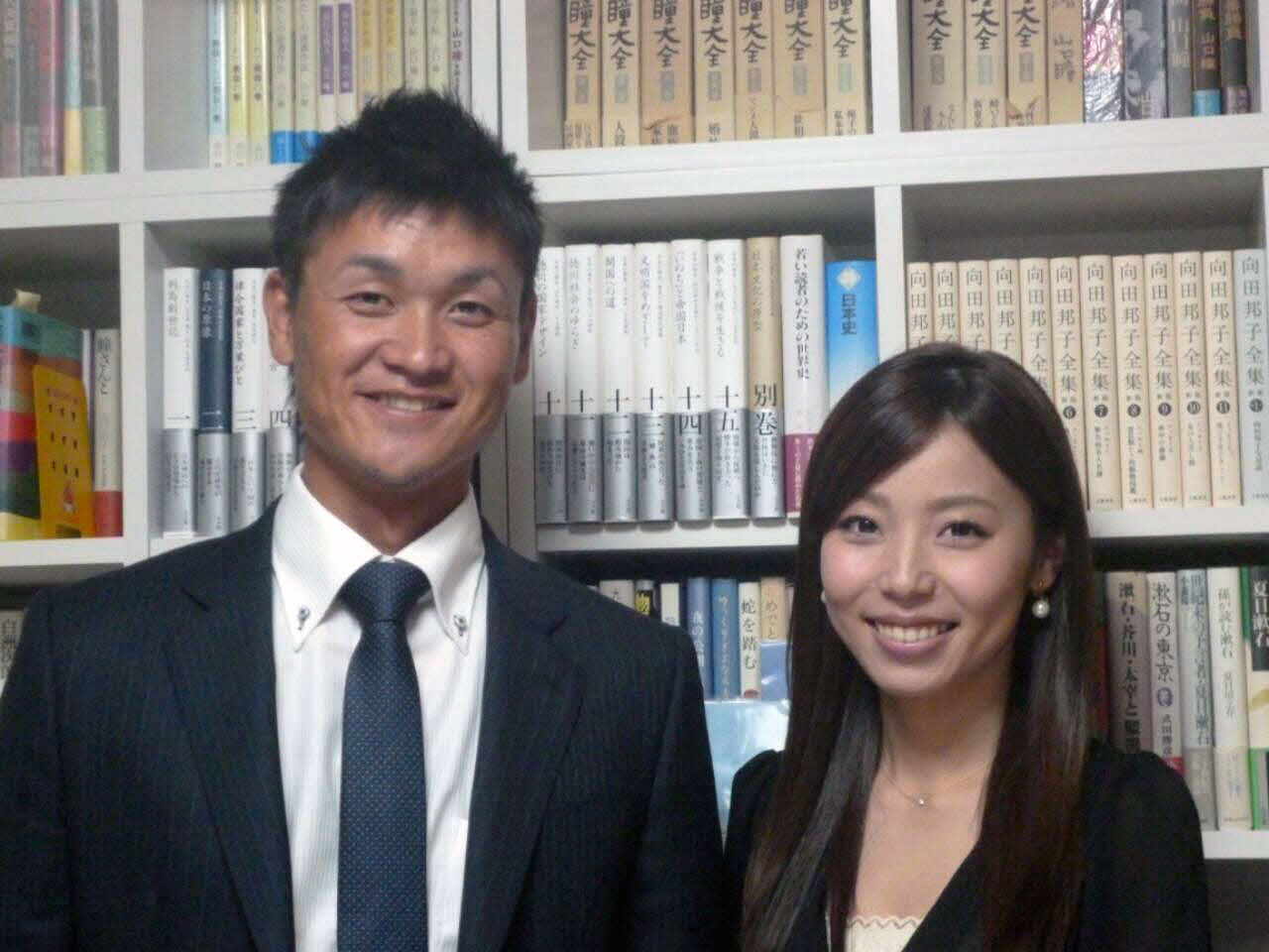 2013年10月、永遠の伴侶を得た大和（左）と麻理子さん