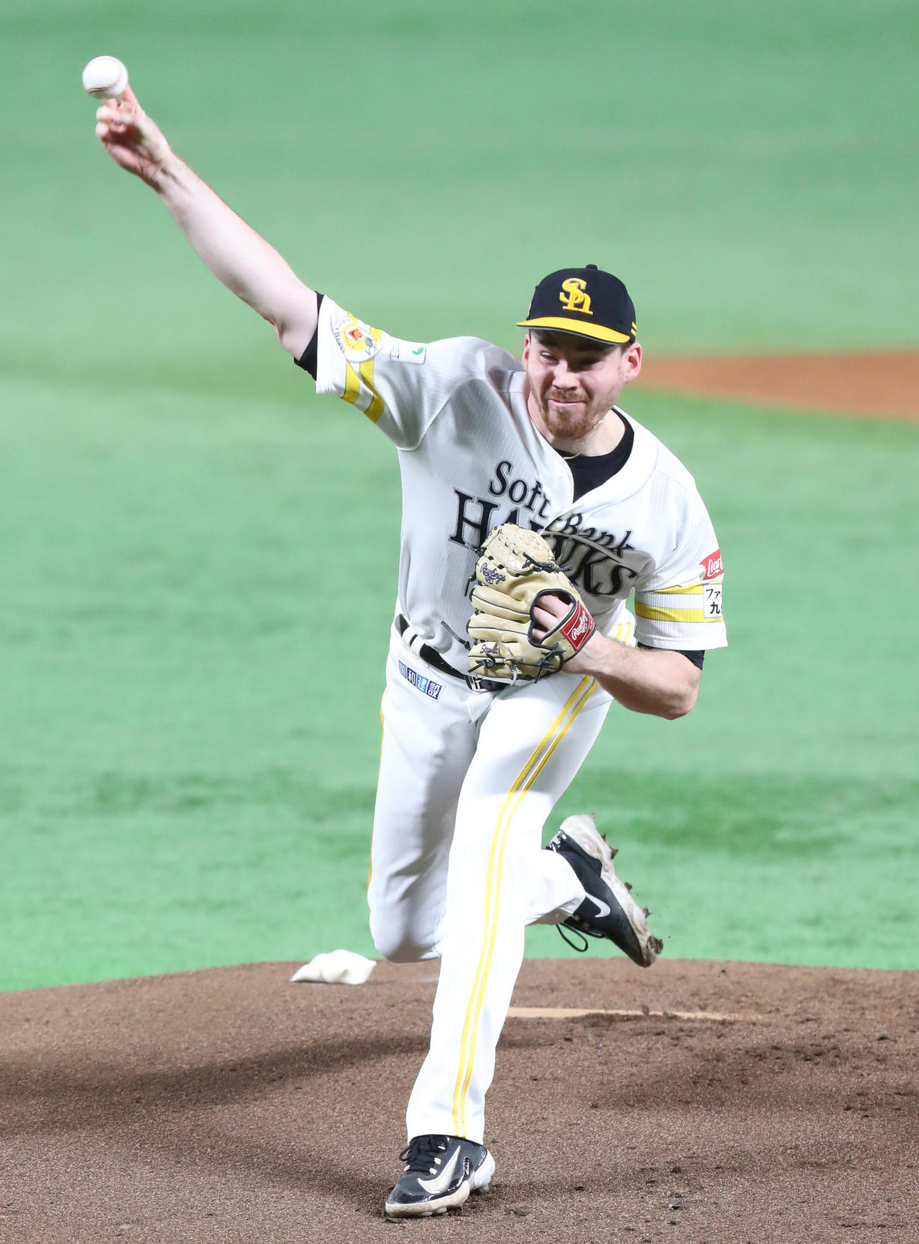 ソフトバンク対日本ハム　ソフトバンク先発のスチュワート（撮影・鬼束羽瑠菜）