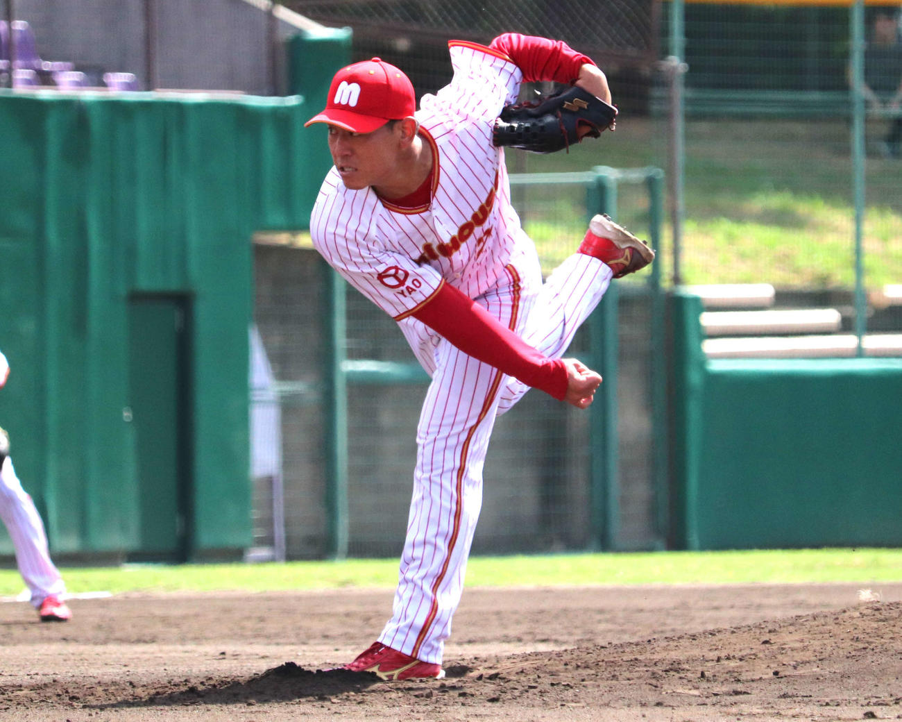 日本新薬との代表決定戦　先発した、ミキハウスの桜井（撮影・中島麗）