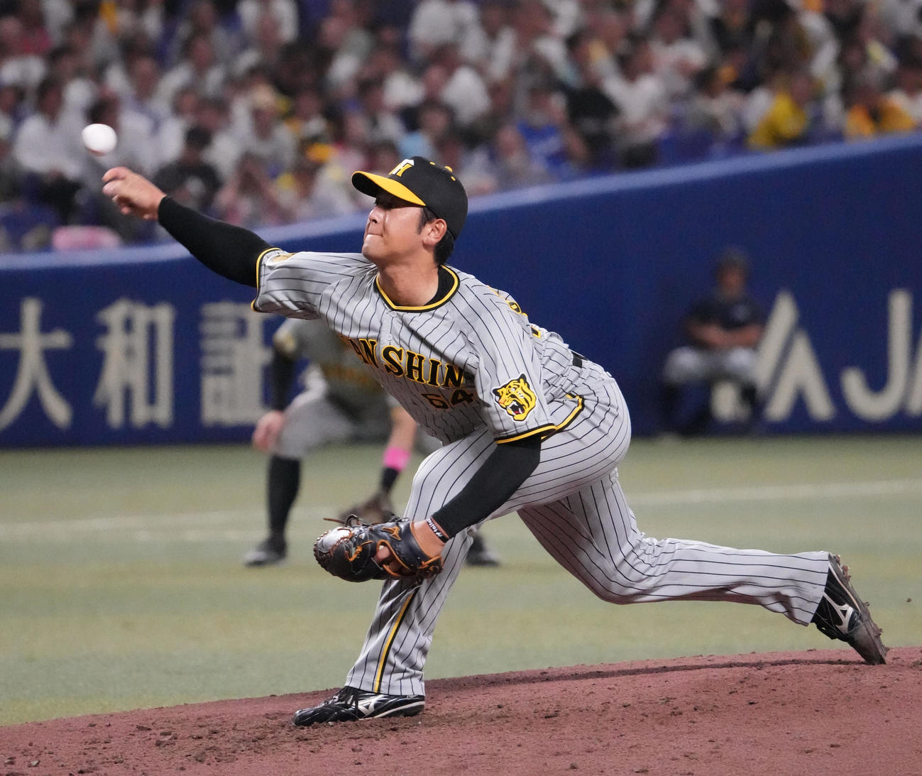 中日対阪神　6回裏、阪神2番手で登板する岡留（撮影・森本幸一）
