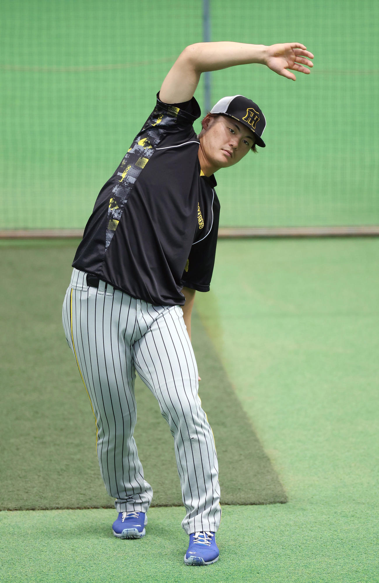 練習に臨む阪神前川（撮影・前田充）