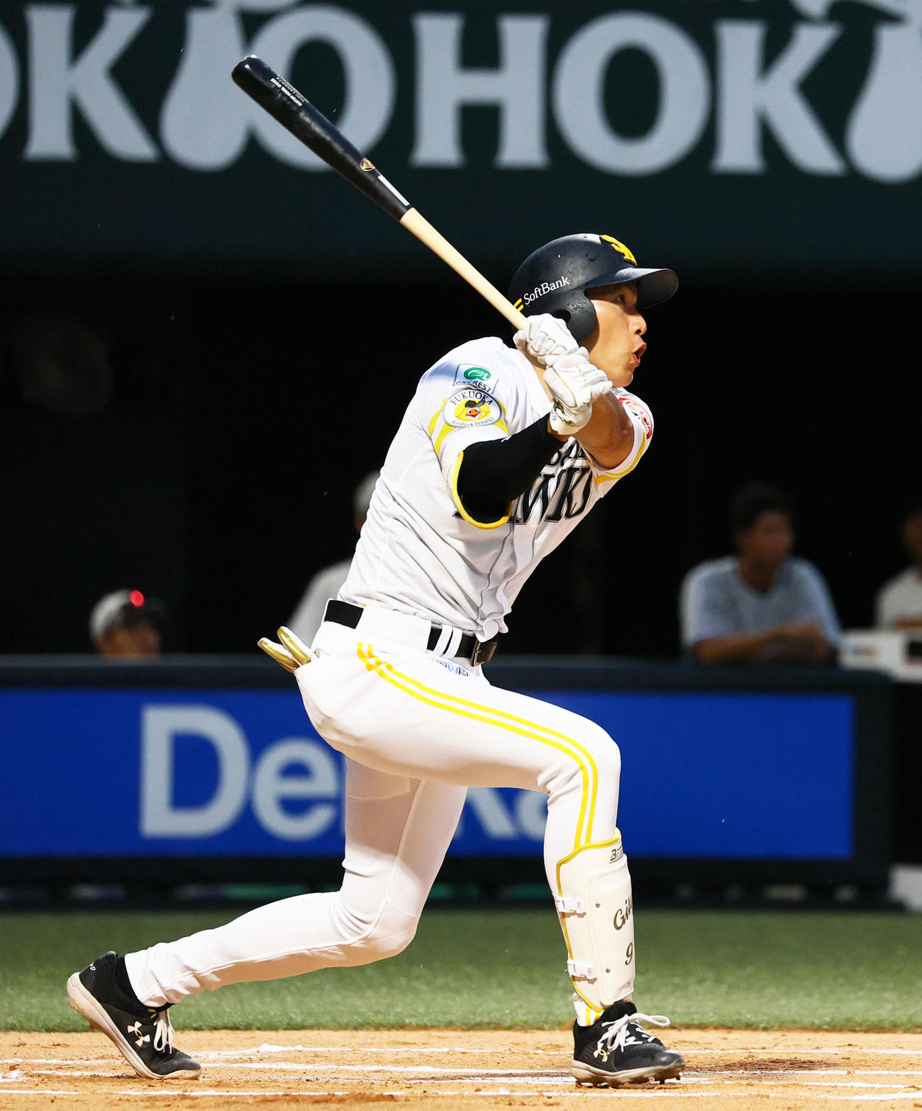 ソフトバンク対くふうハヤテ　1回裏ソフトバンク1死、柳田は右飛に倒れる（撮影・鬼束羽瑠菜）