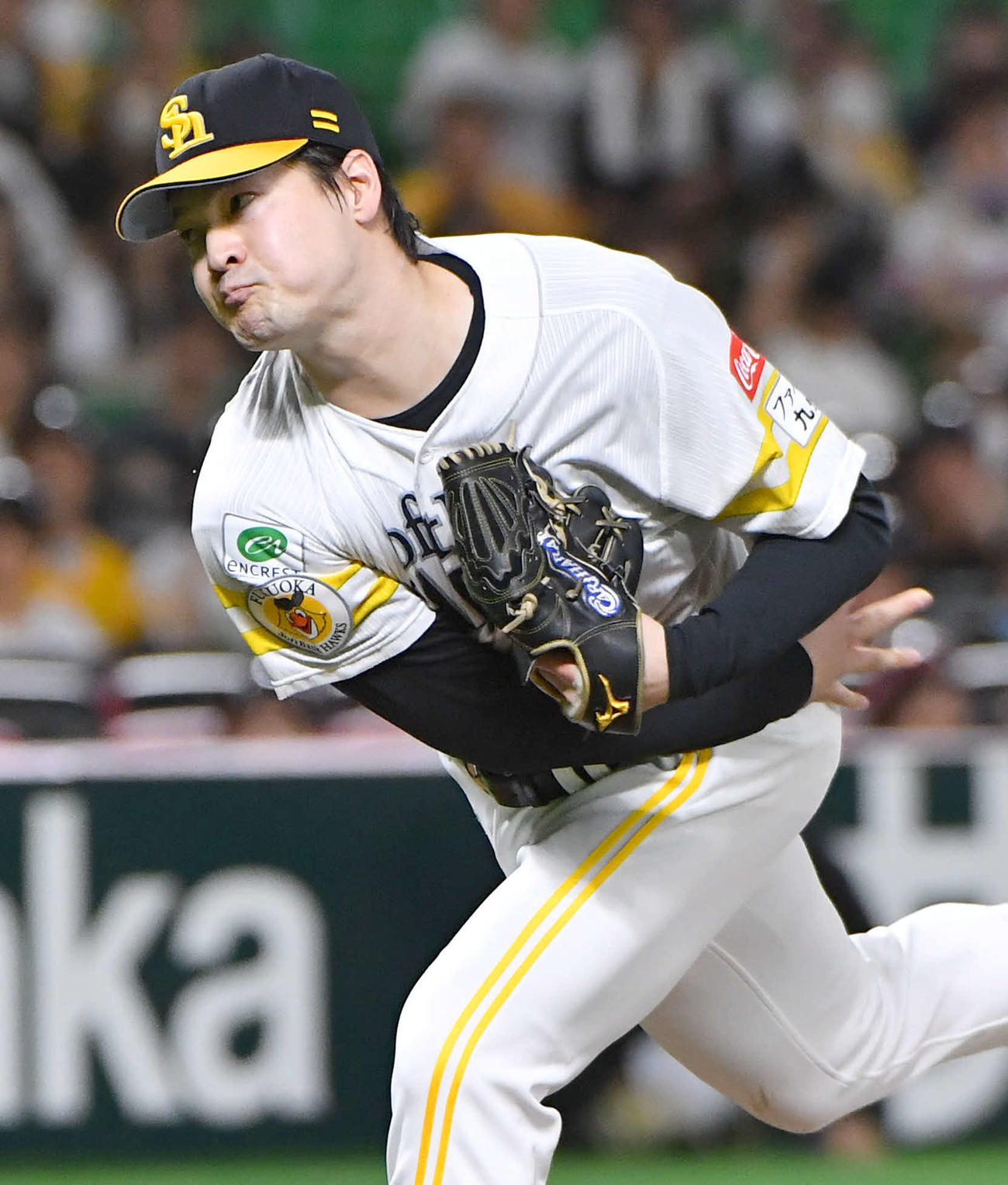 ソフトバンク対オリックス　ソフトバンク先発の有原（撮影・岩下翔太）
