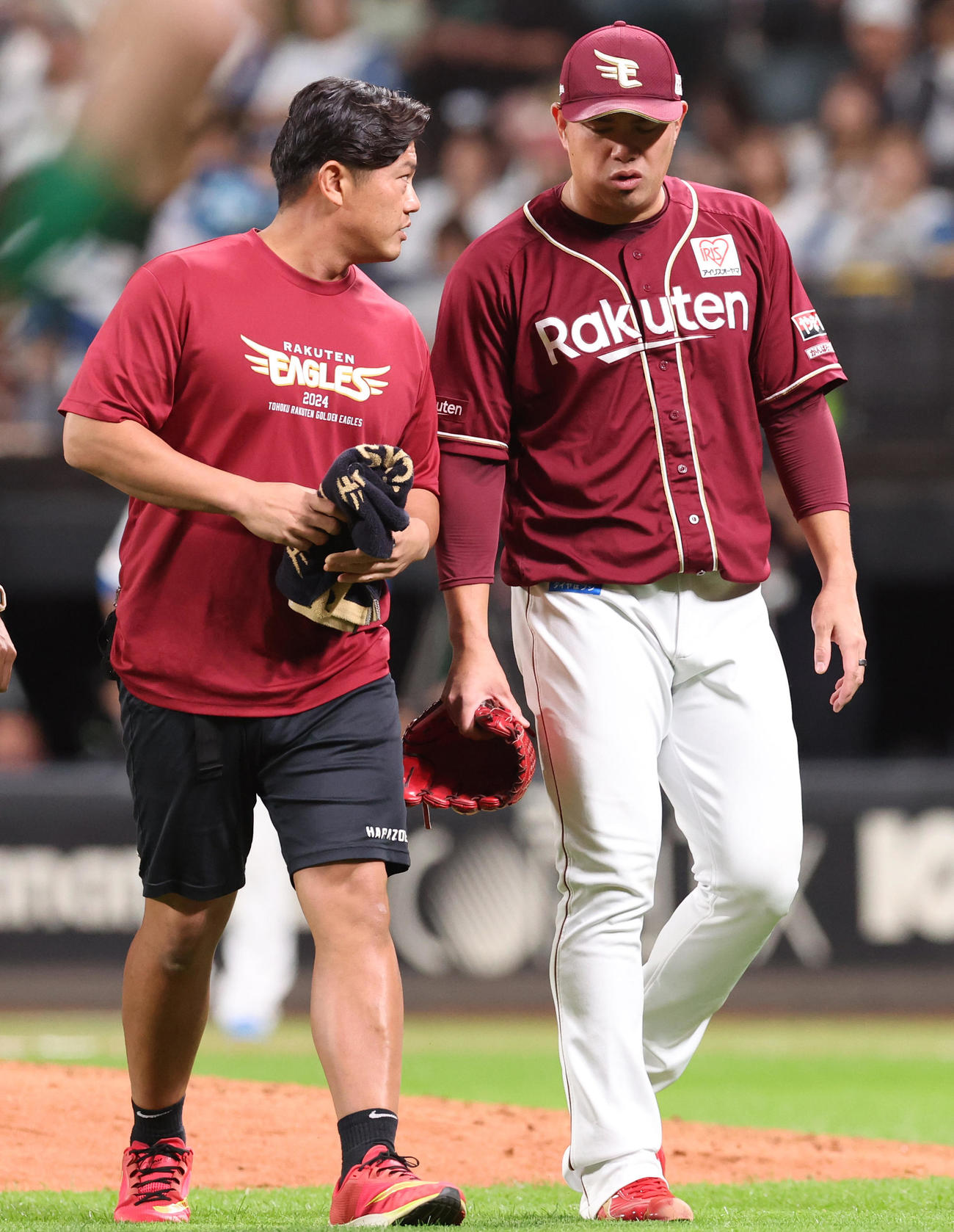 日本ハム対楽天　7回裏途中でベンチに下がる宋家豪（撮影・佐藤翔太）