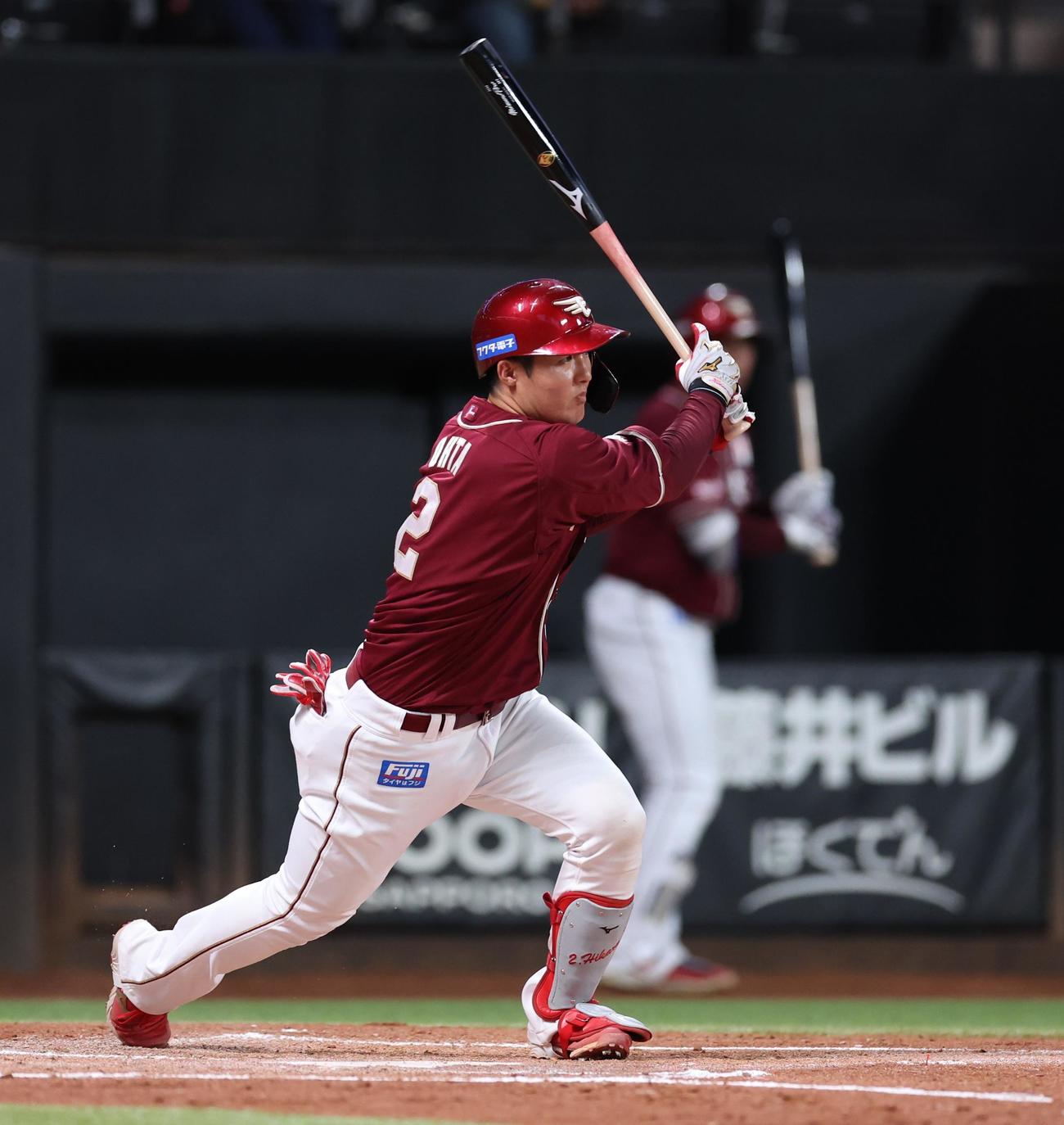 日本ハム対楽天　2回表楽天2死二塁、中前適時打を放つ太田（撮影・黒川智章）