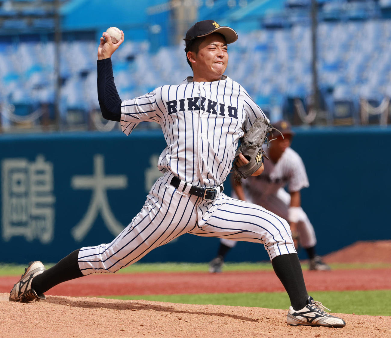 立大対法大　立大3番手の朝井（撮影・野上伸悟）