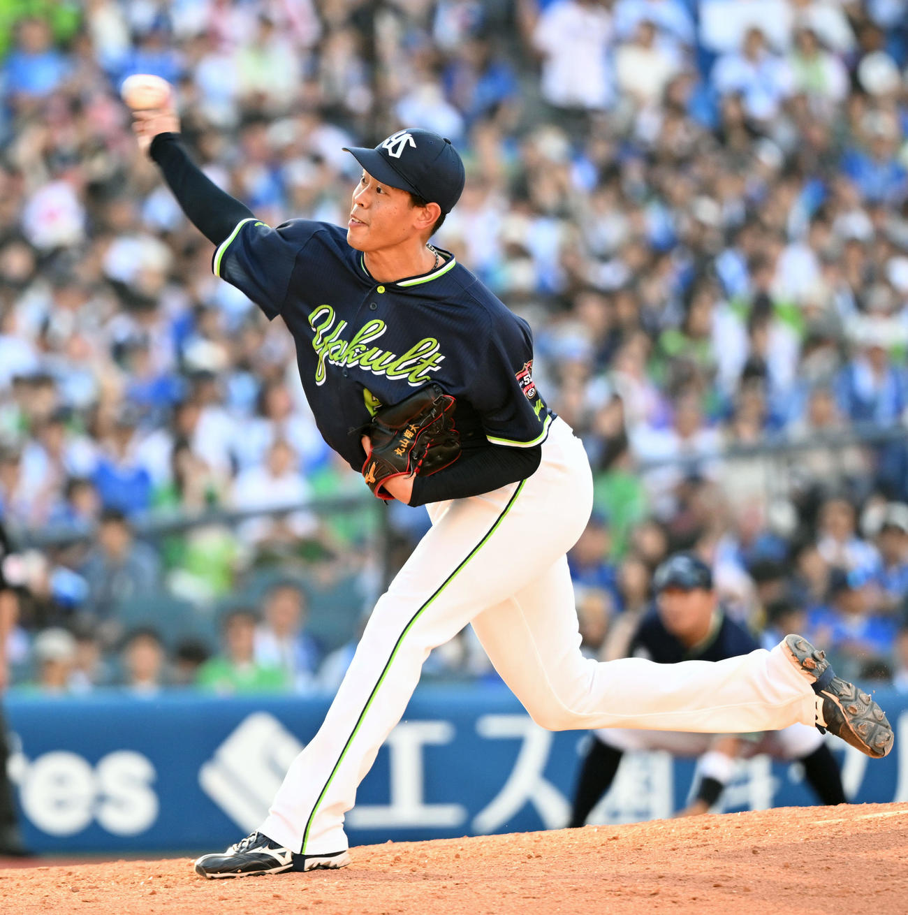 DeNA対ヤクルト　6回から2番手で登板、プロ初勝利を挙げた丸山翔（撮影・千葉一成）
