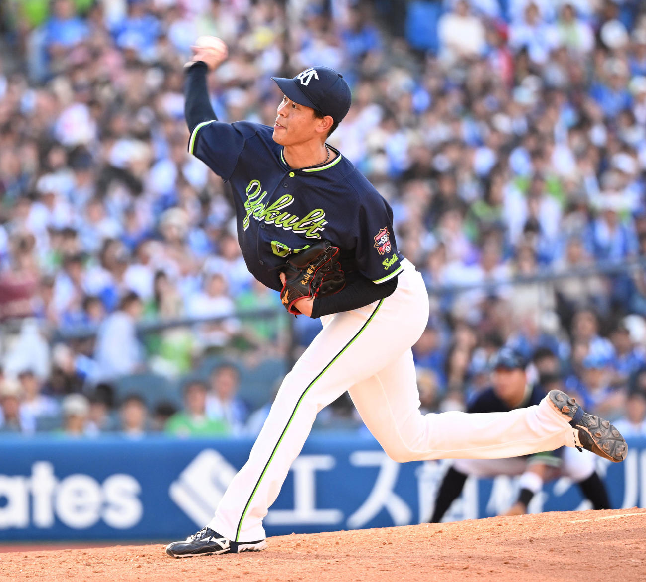 DeNA対ヤクルト　6回から2番手で登板、プロ初勝利を挙げた丸山翔（撮影・千葉一成）