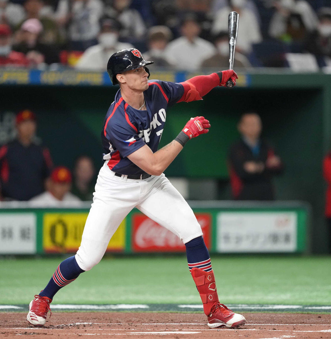 23年3月、WBC1次ラウンドB組　中国対チェコ　1回表チェコ無死一、三塁、先制の右犠飛を放つマレク・フルプ