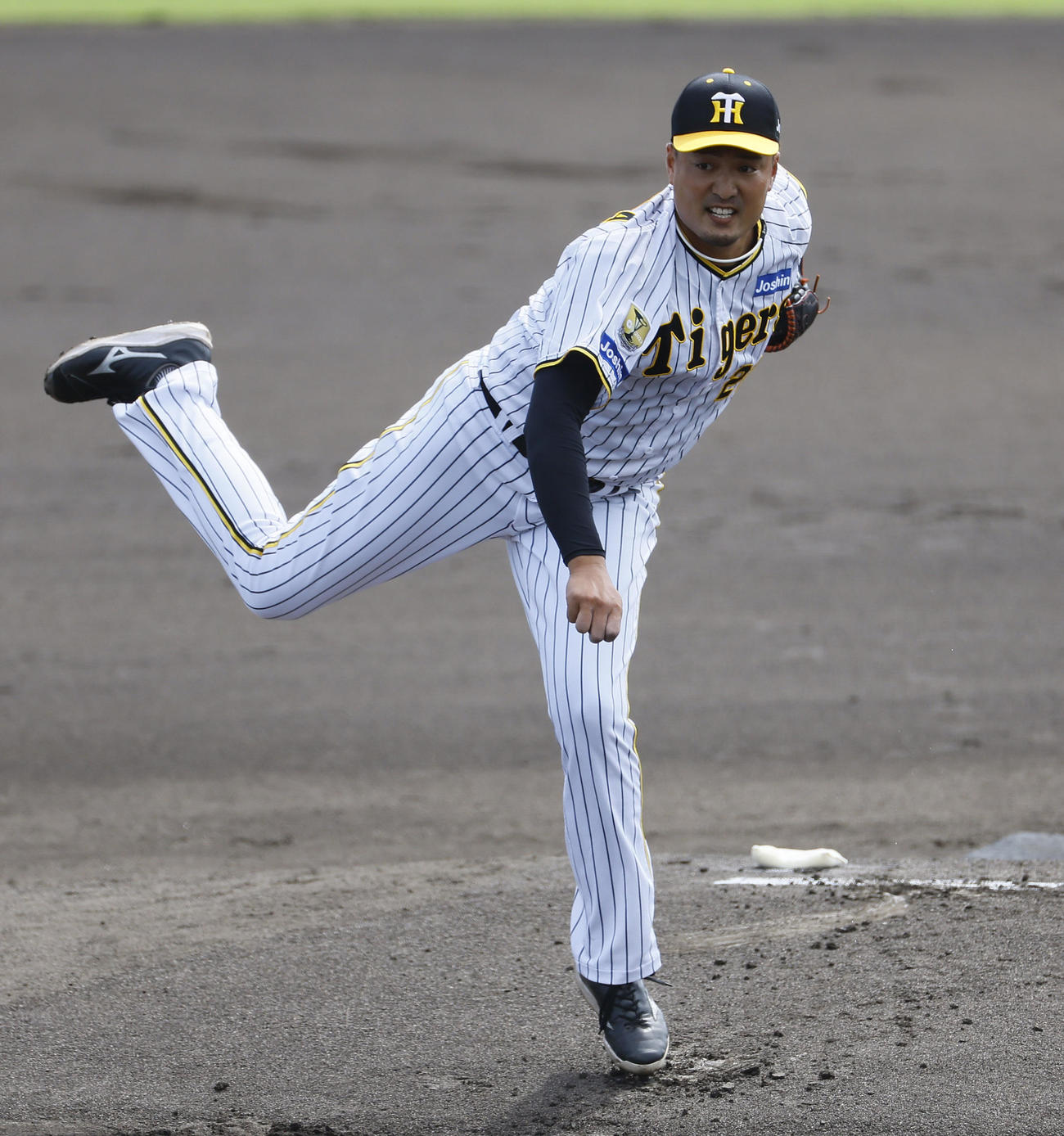 ウエスタンリーグ　阪神対ソフトバンク　現役最後の登板をした阪神秋山（撮影・藤尾明華）