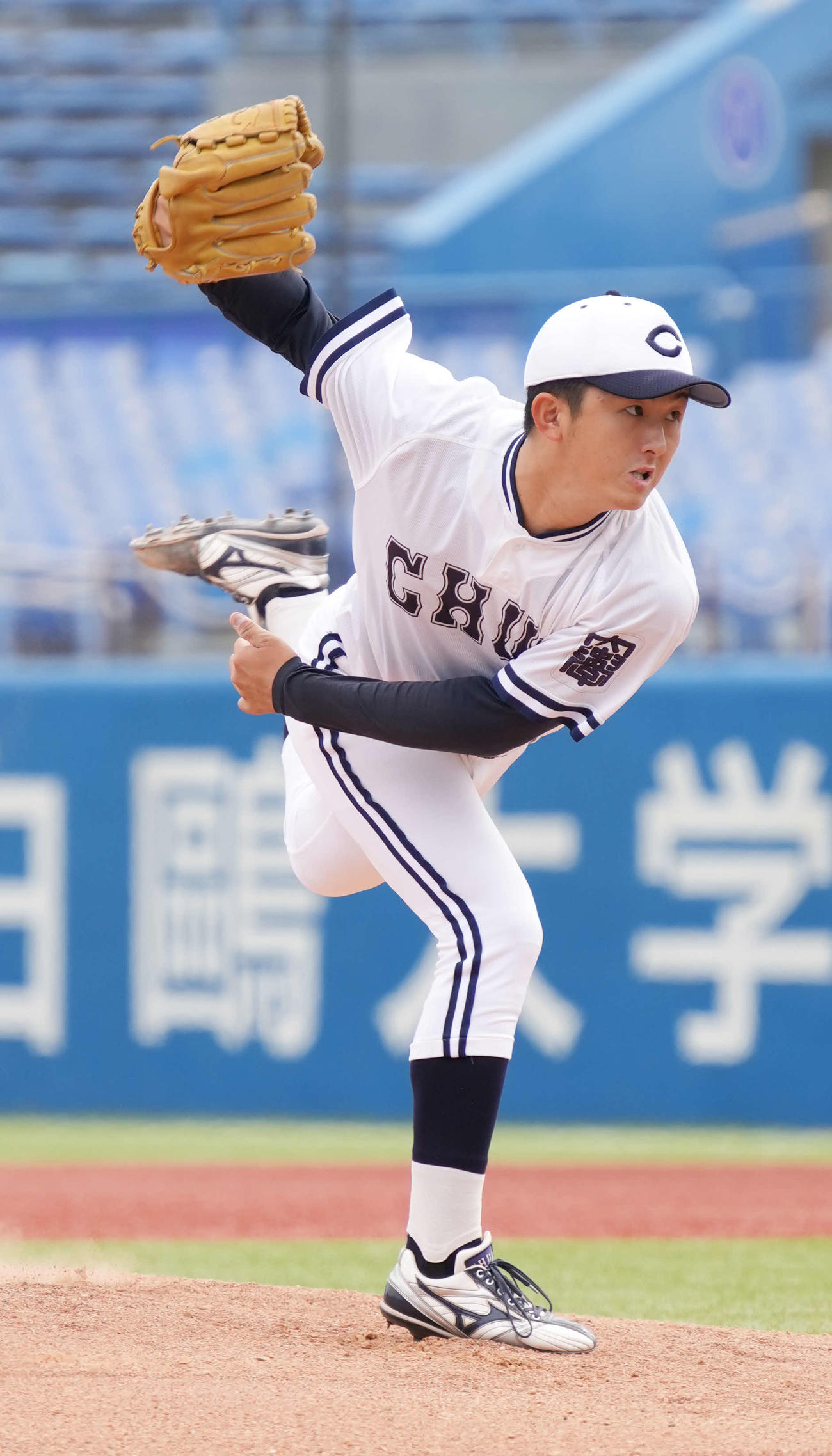 中大対東農大　中大先発の山口（撮影・小沢裕）