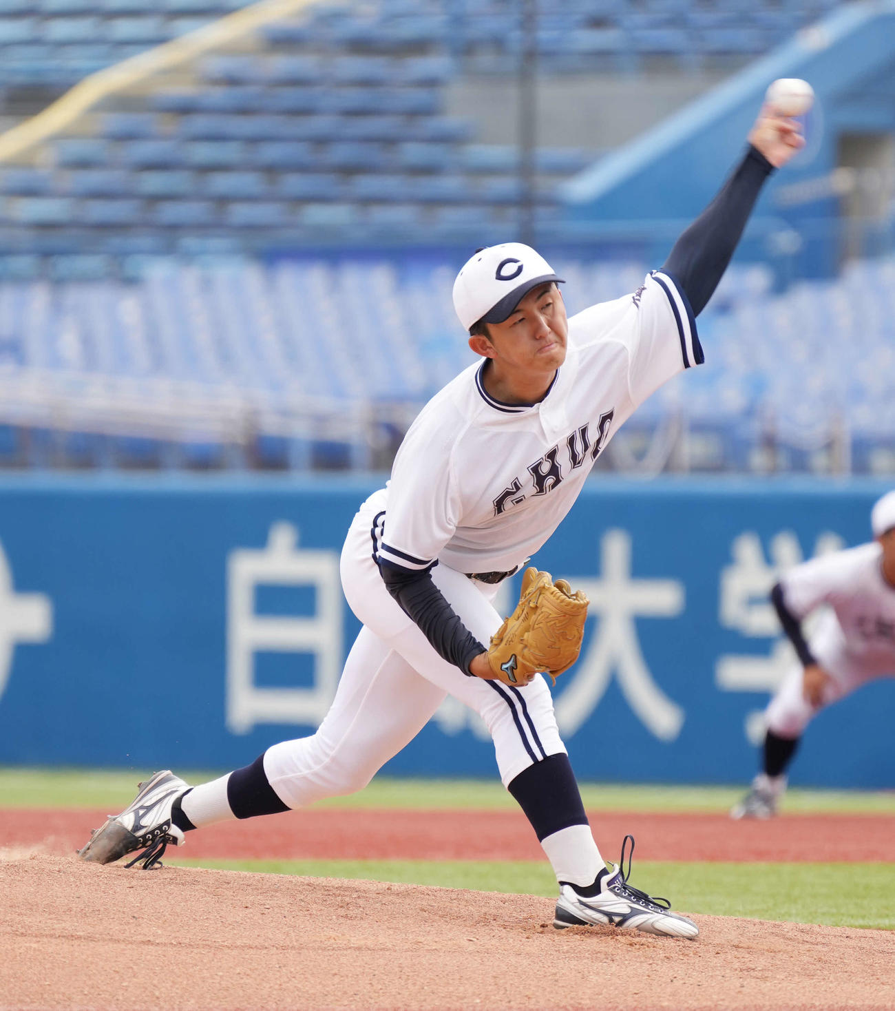 中大対東農大　中大先発の山口（撮影・小沢裕）