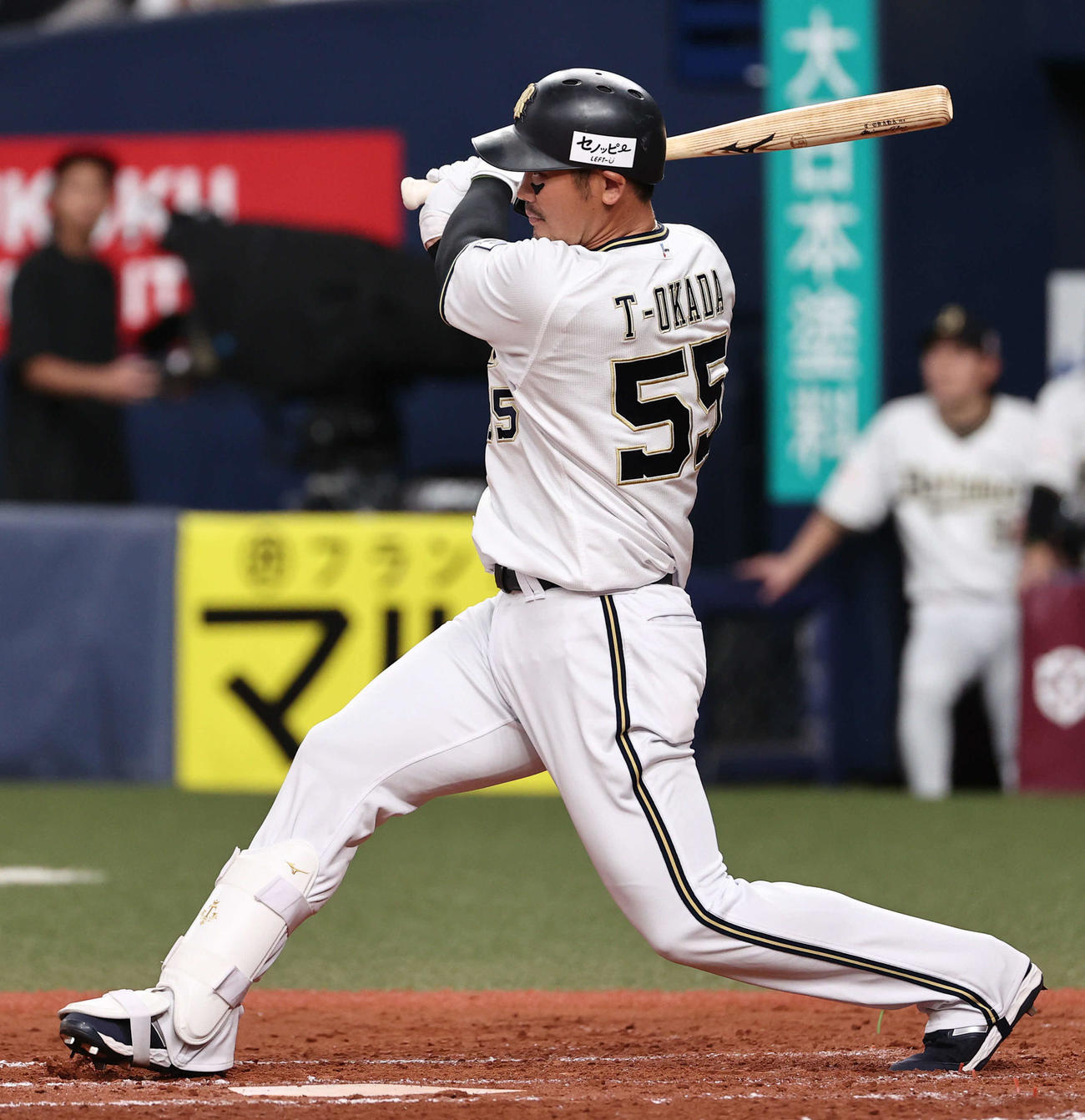 オリックス対西武　7回裏オリックス2死、T－岡田は右前打を放つ（2024年9月24日撮影）