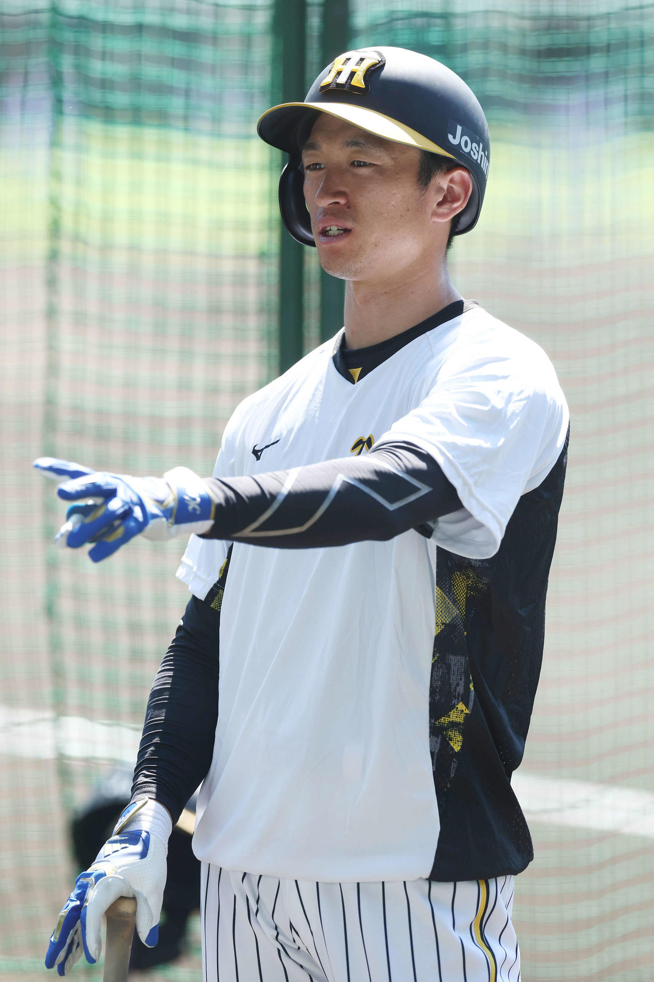 打撃練習に臨む阪神近本（撮影・前田充）
