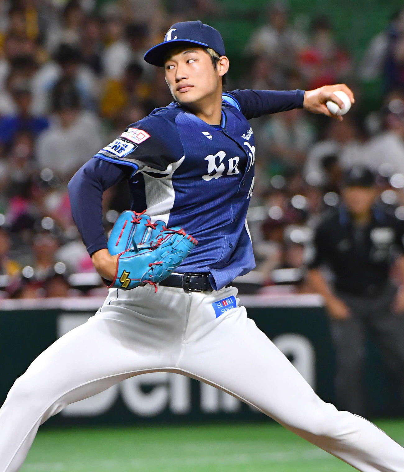 ソフトバンク対西武　8回裏から登板した、西武4番手の羽田（撮影・岩下翔太）
