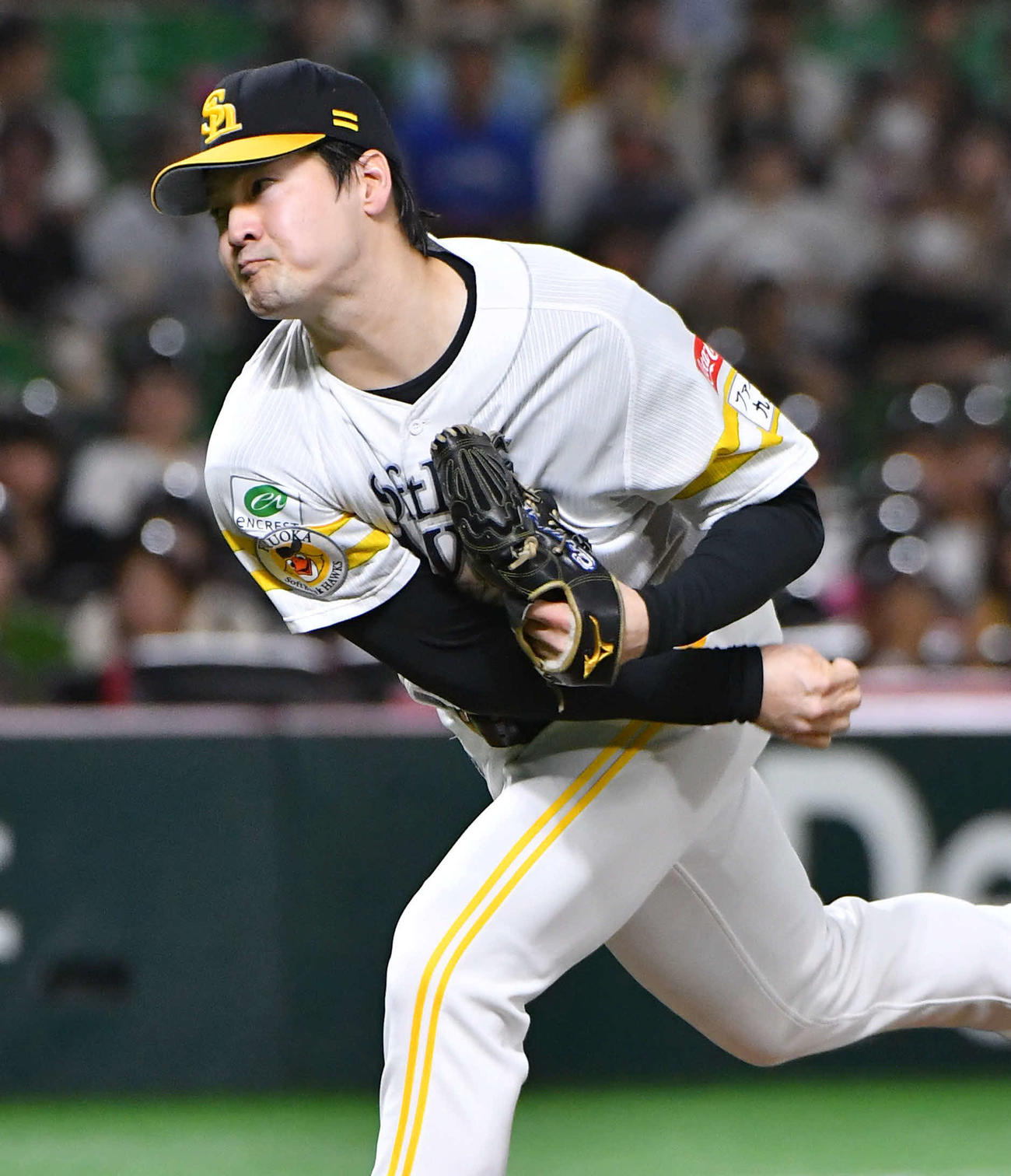 ソフトバンク対西武　ソフトバンク先発の有原（撮影・岩下翔太）