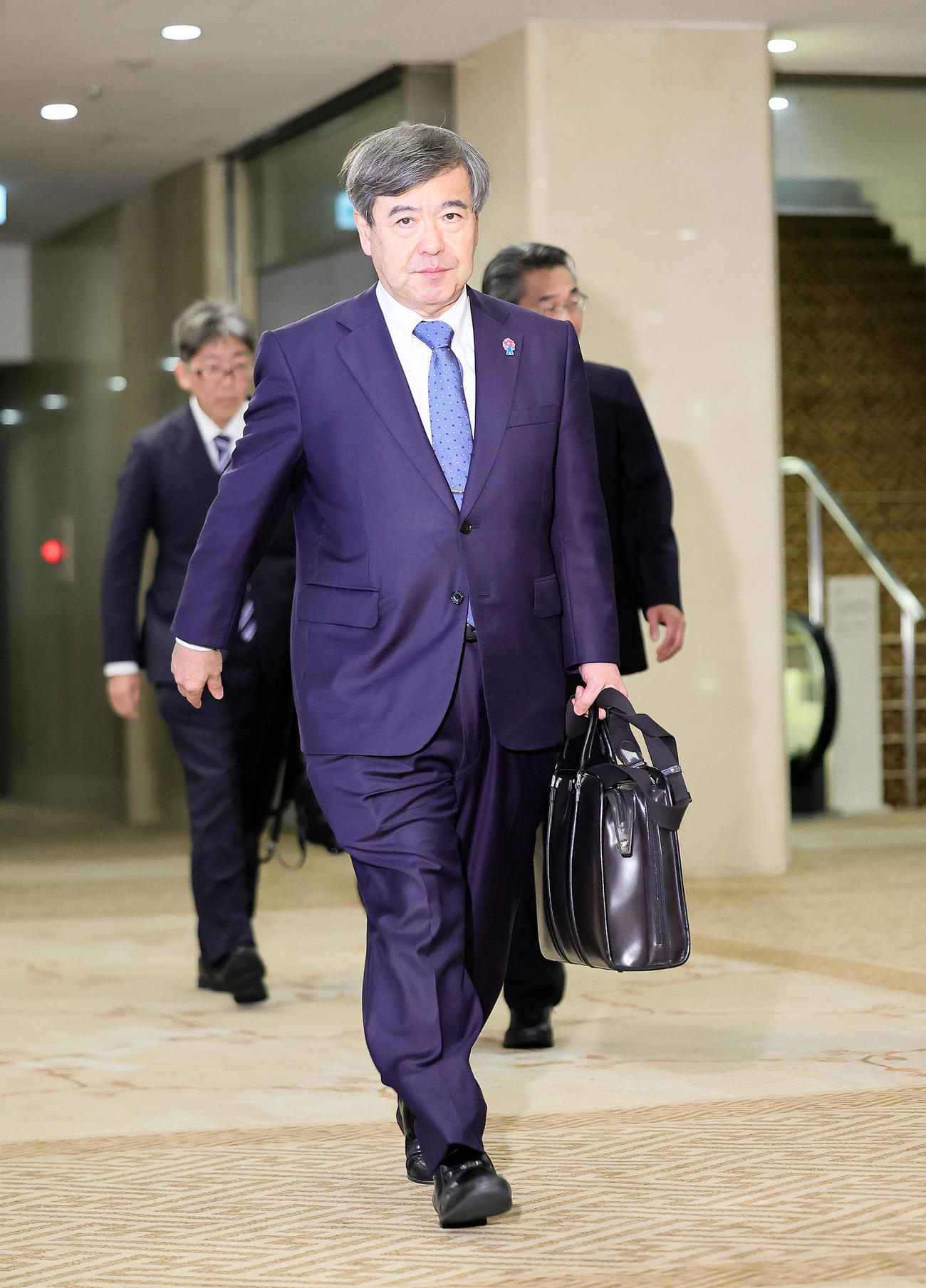 NPBオーナー会議に臨む阪神杉山オーナー（撮影・足立雅史）