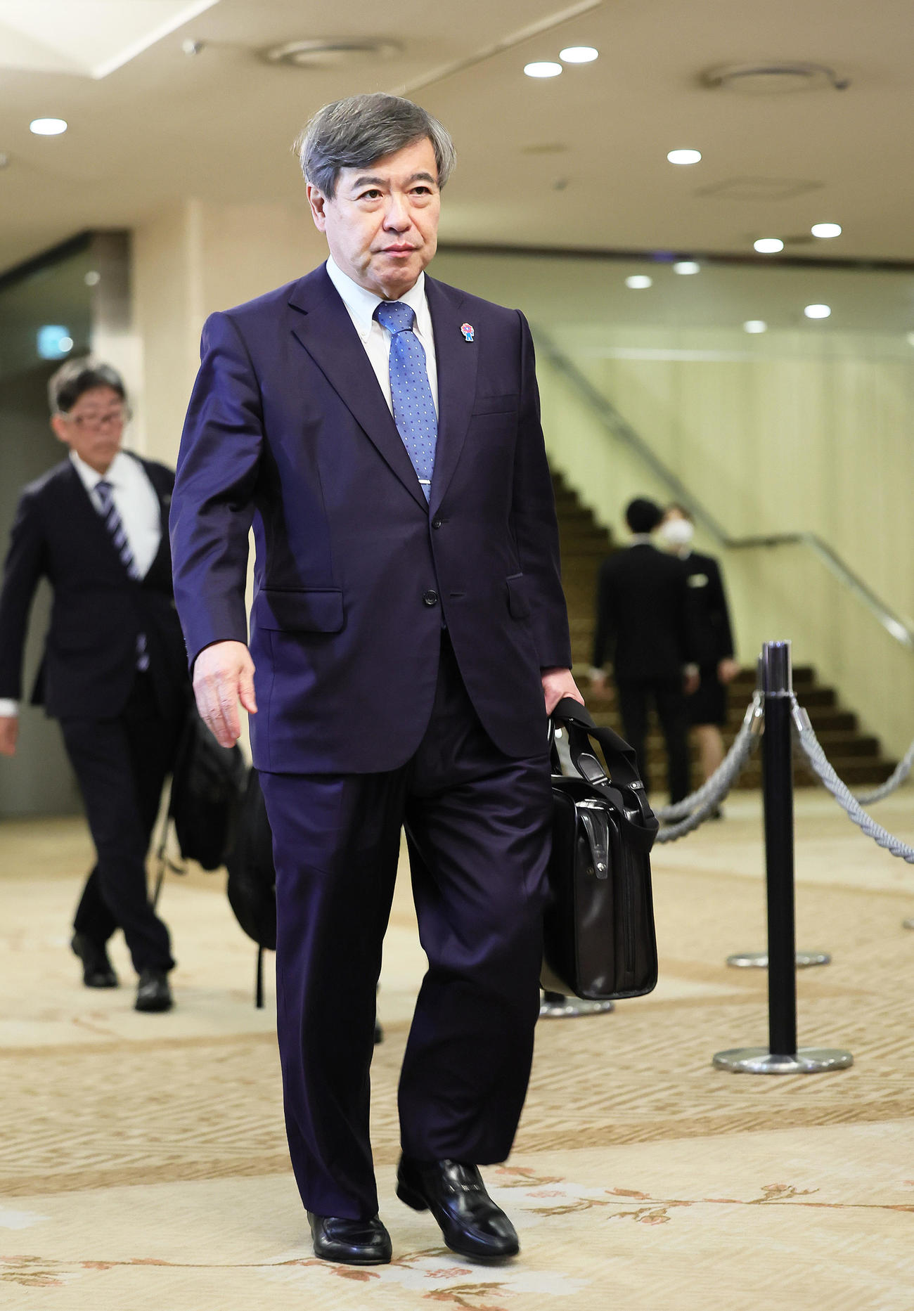 NPBオーナー会議に臨む阪神杉山オーナー（撮影・足立雅史）