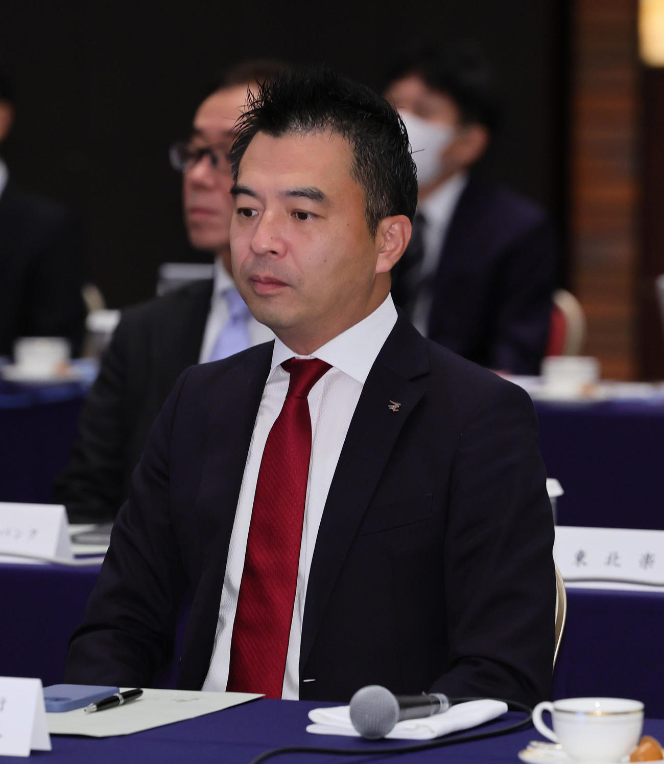 オーナー会議に出席する森井誠之オーナー代行（楽天）（代表撮影）