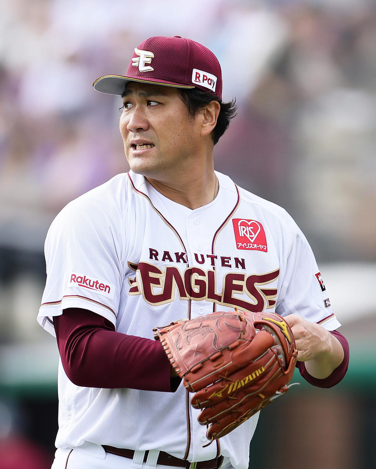 楽天対オリックス　5回4失点の楽天田中将（撮影・足立雅史）