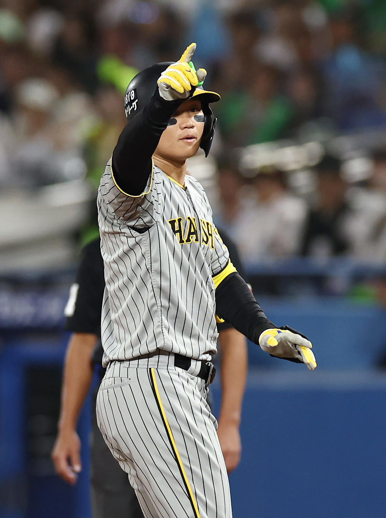 ヤクルト対阪神　3回表阪神2死一、二塁、左前適時打を放った森下（撮影・前田充）