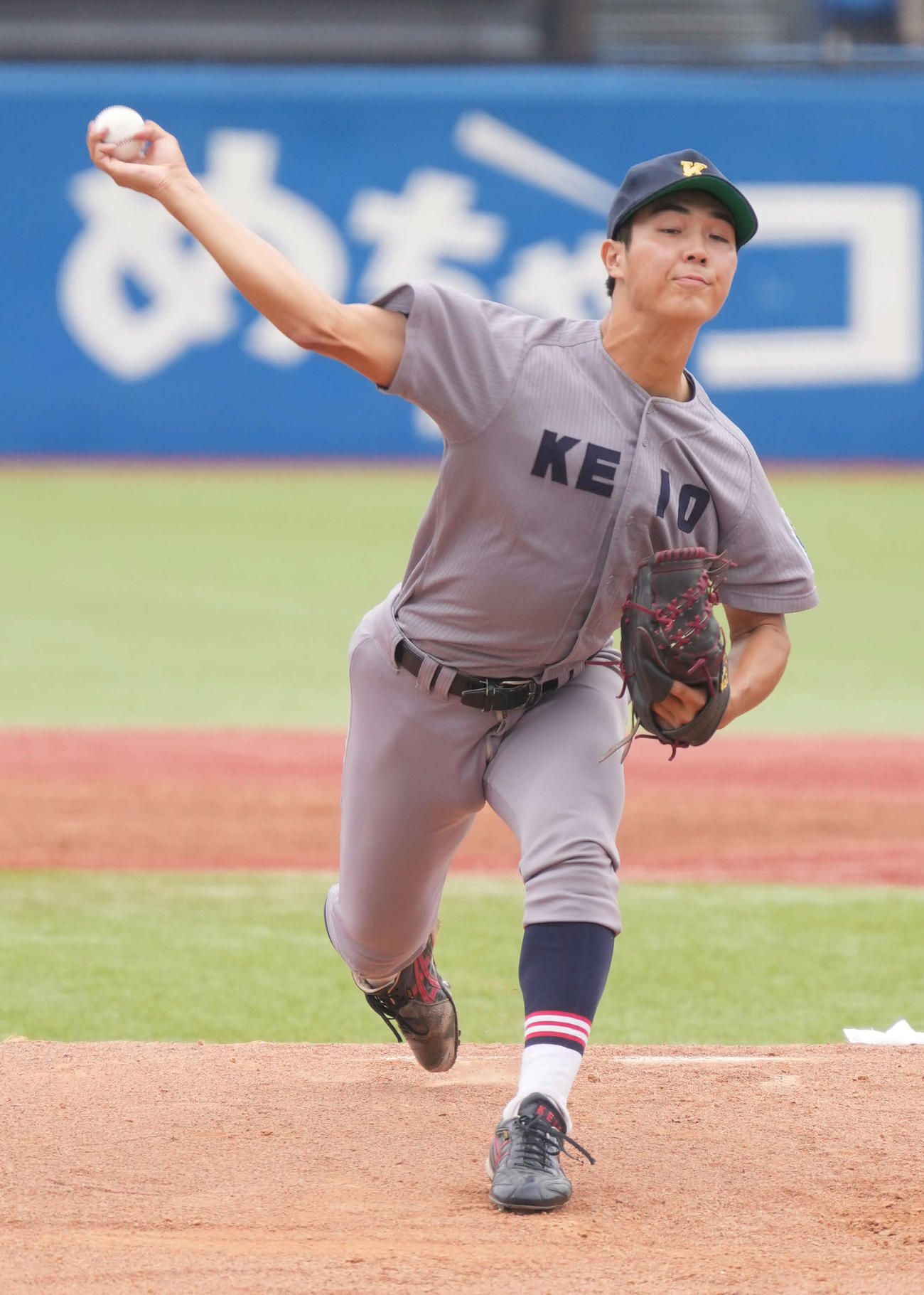 慶大対明大　慶大先発の広池（撮影・小沢裕）