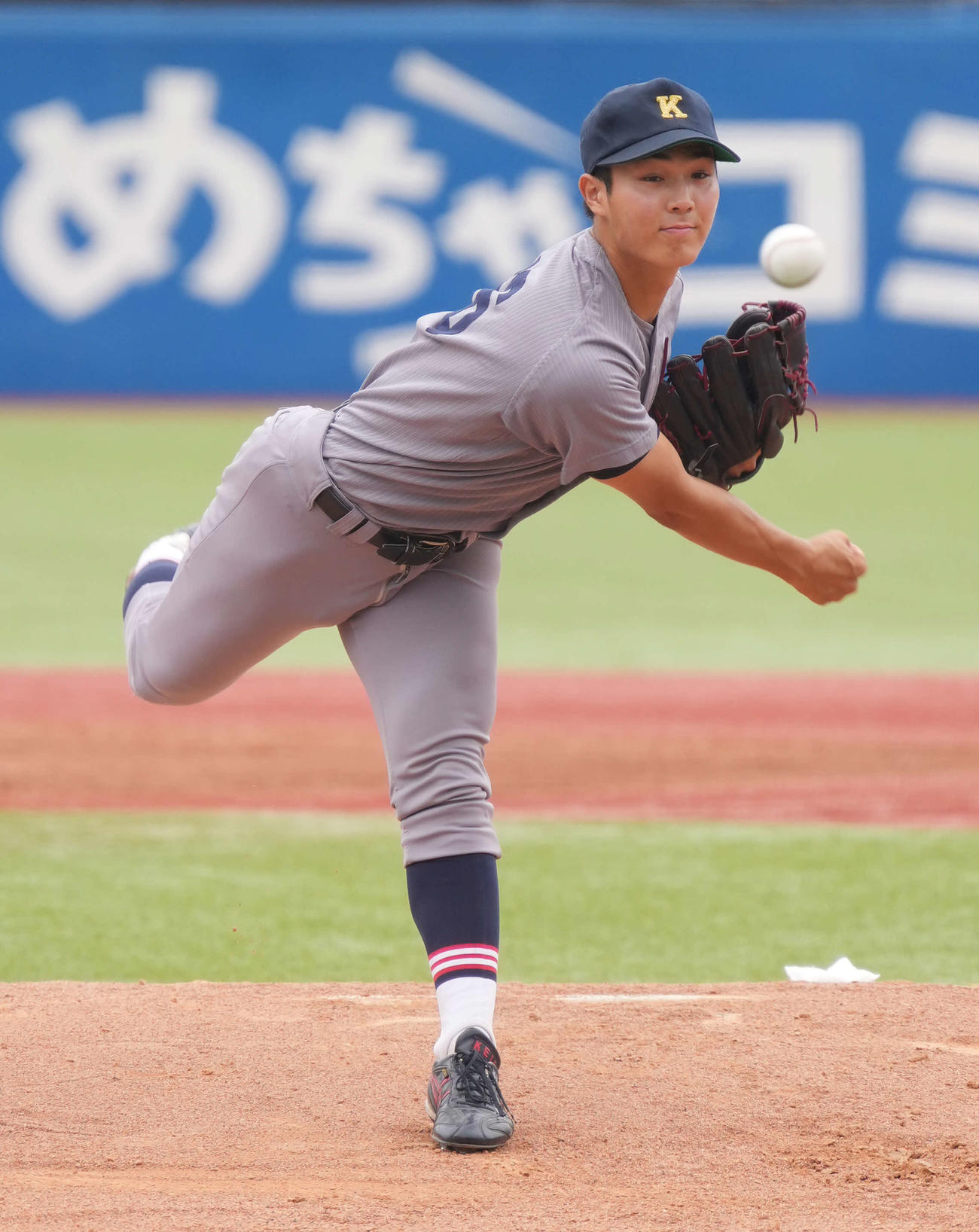 慶大対明大　慶大先発の広池（撮影・小沢裕）