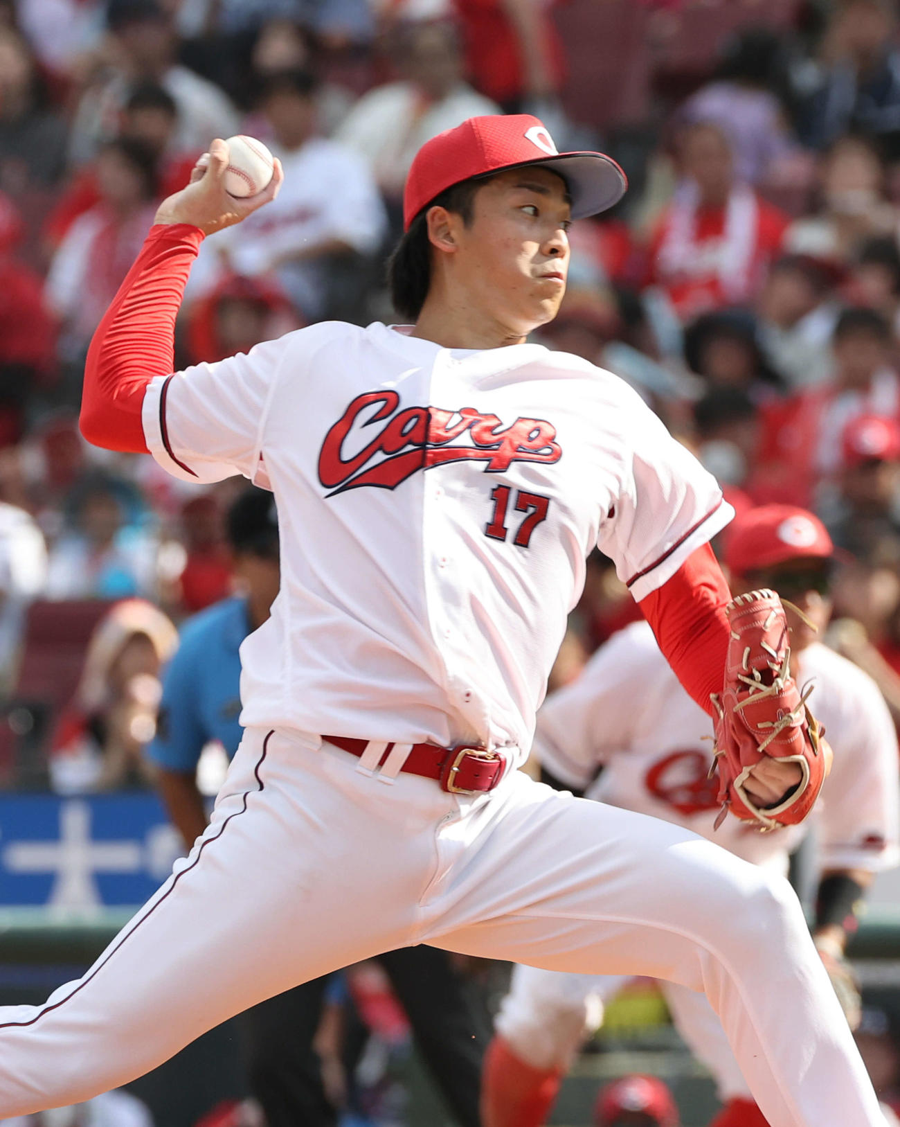 広島対中日　広島先発の常広（撮影・加藤孝規）