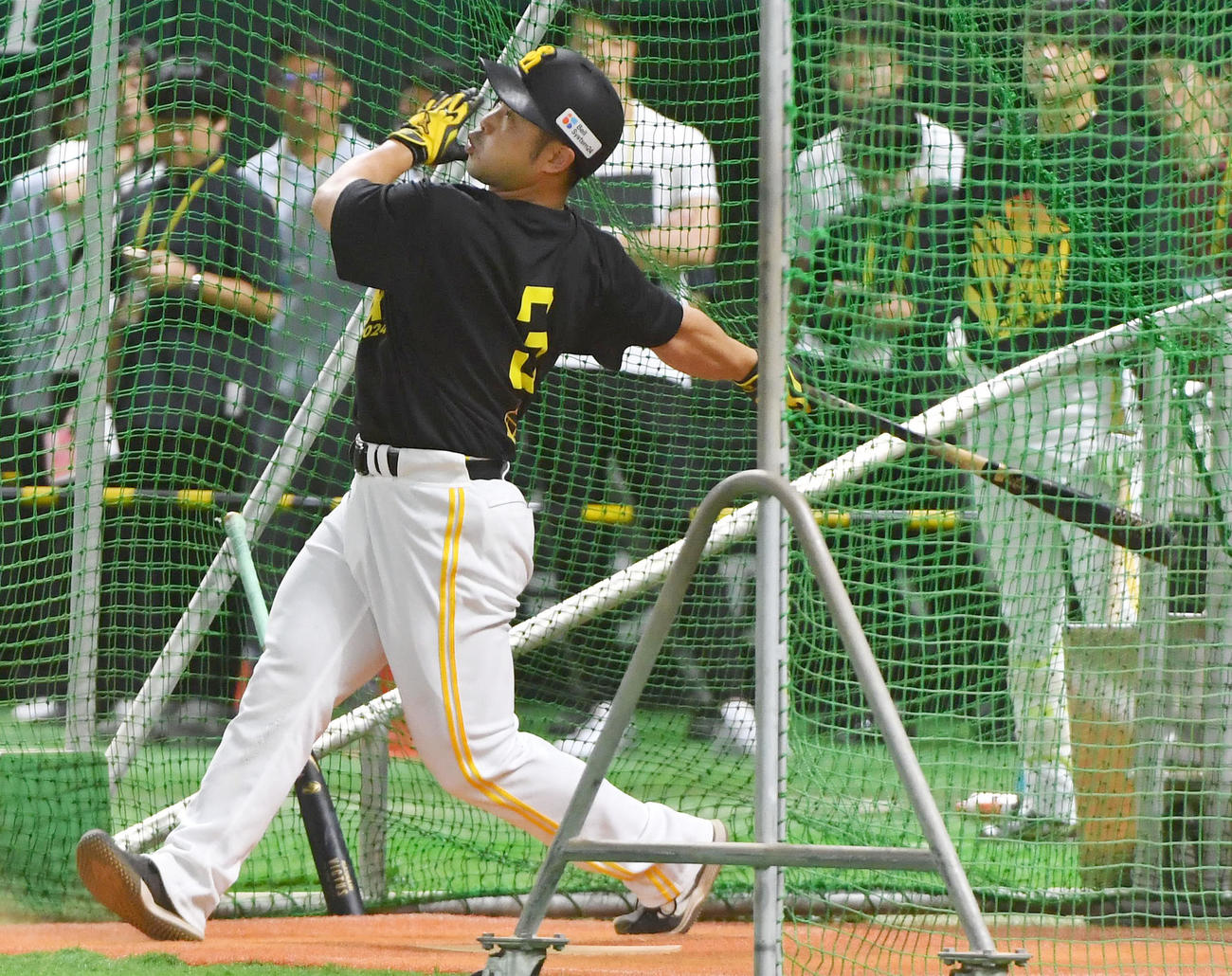 ソフトバンク対オリックス　フリー打撃を行う近藤（撮影・岩下翔太）
