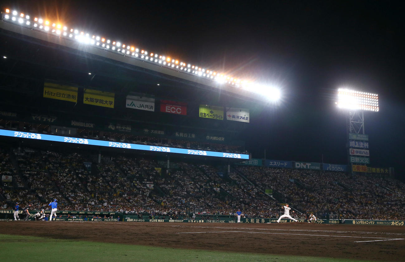 阪神対DeNA 8回表に登板する阪神川原（撮影・上山淳一）