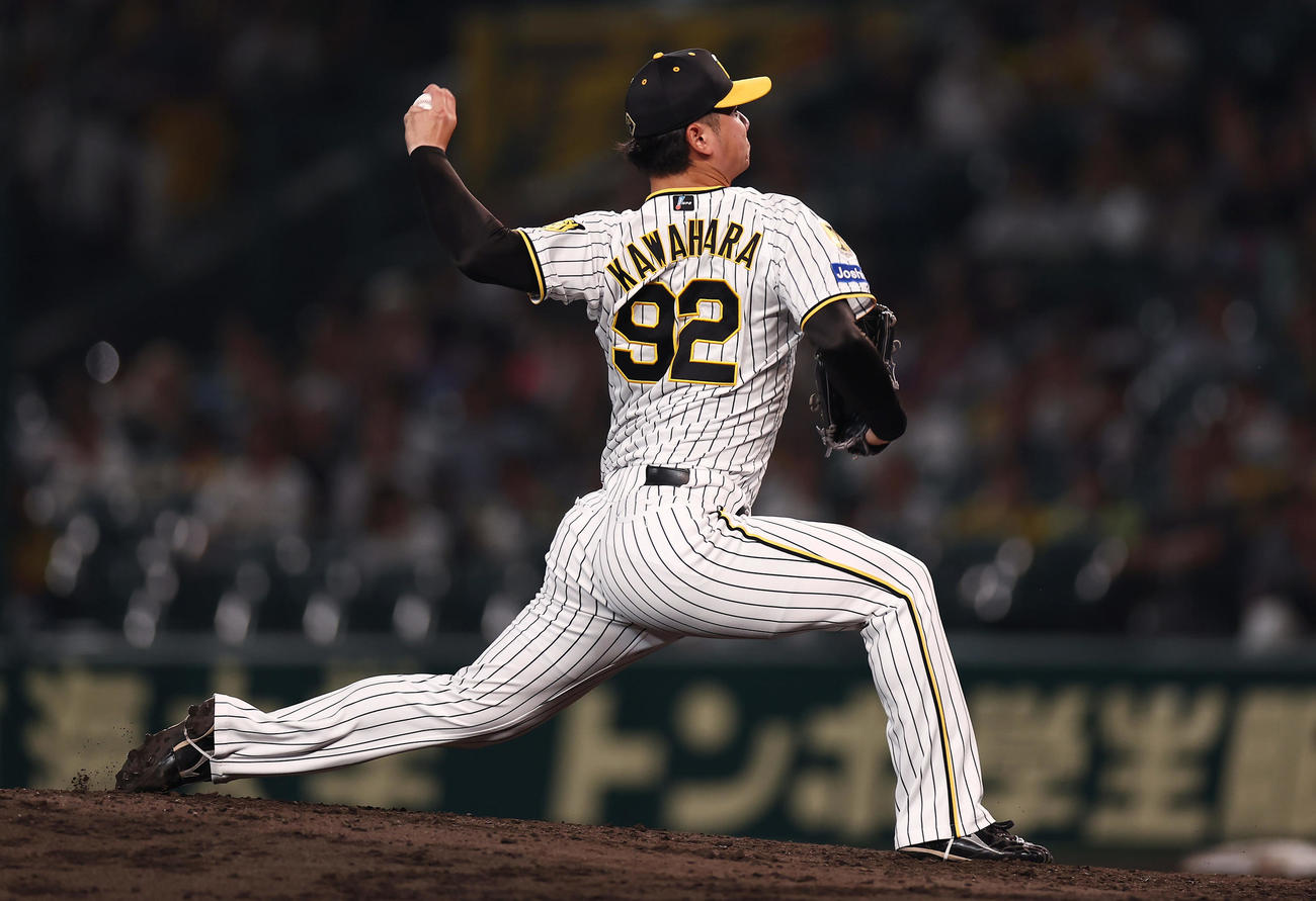 阪神対DeNA 8回表、プロ初登板で力投する阪神4番手の川原（撮影・前田充）