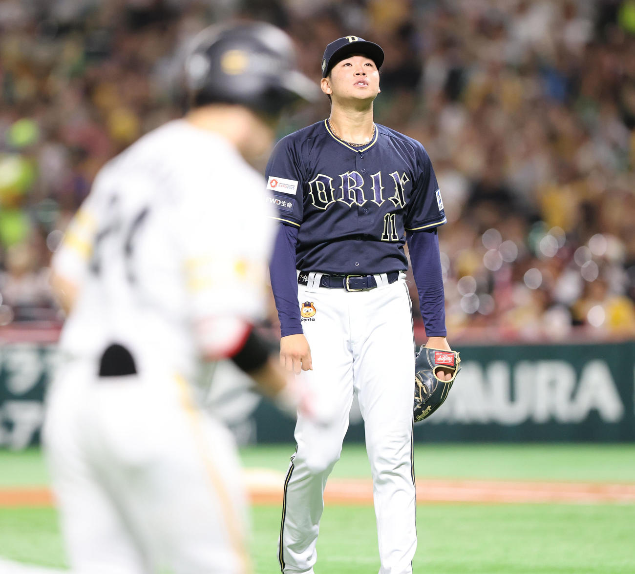 ソフトバンク対オリックス　7回裏ソフトバンク無死、栗原に右越えに先制本塁打を浴びた山下は涙する（撮影・鬼束羽瑠菜）