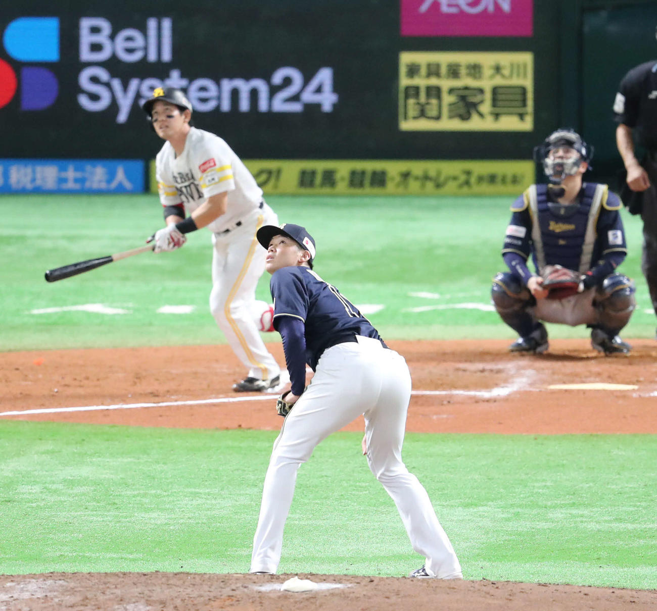 ソフトバンク対オリックス　7回裏ソフトバンク無死、山下は栗原に右中間先制本塁打を浴びる（撮影・梅根麻紀）