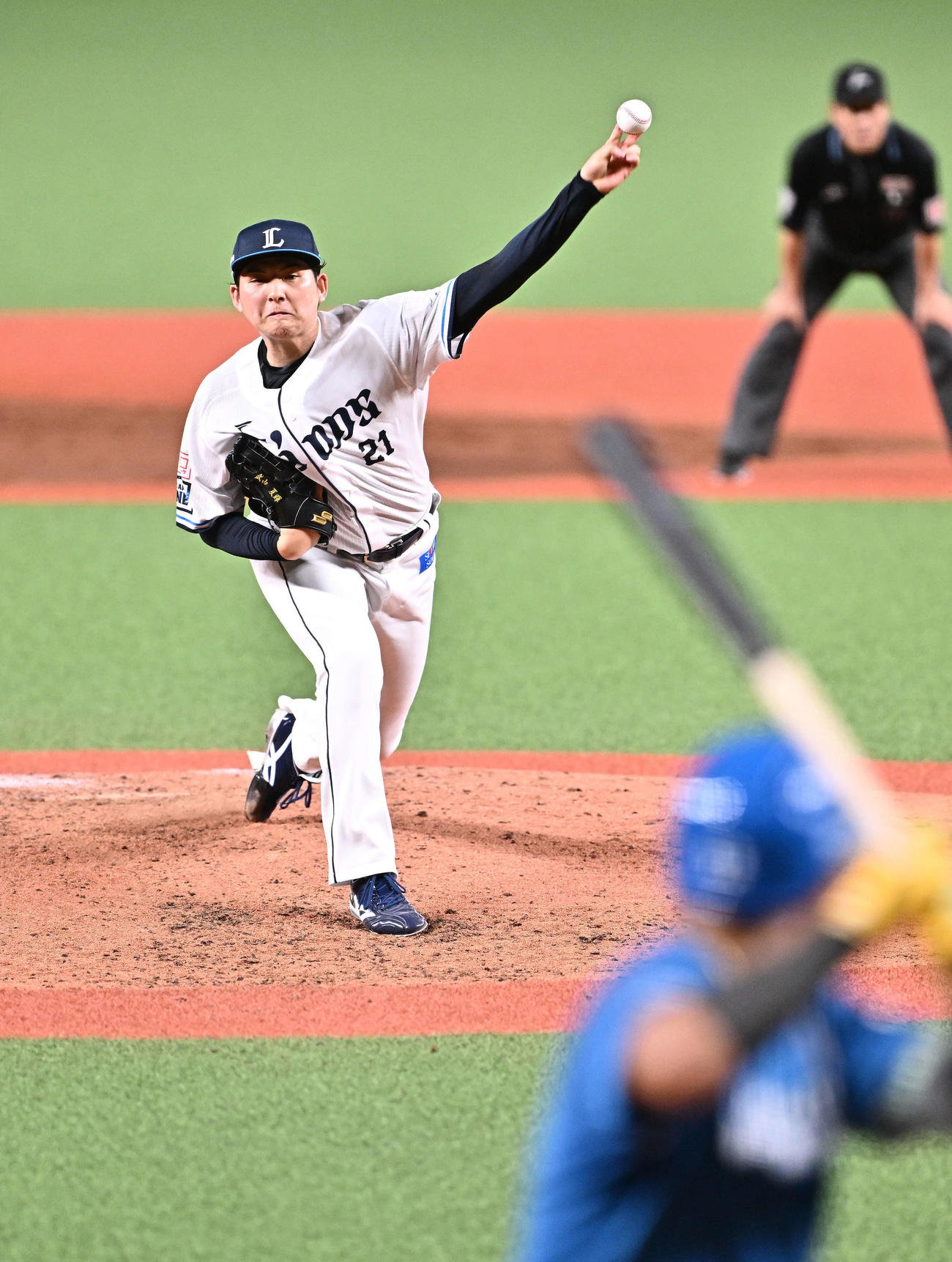 西武対日本ハム　力投する西武先発の武内（撮影・滝沢徹郎）