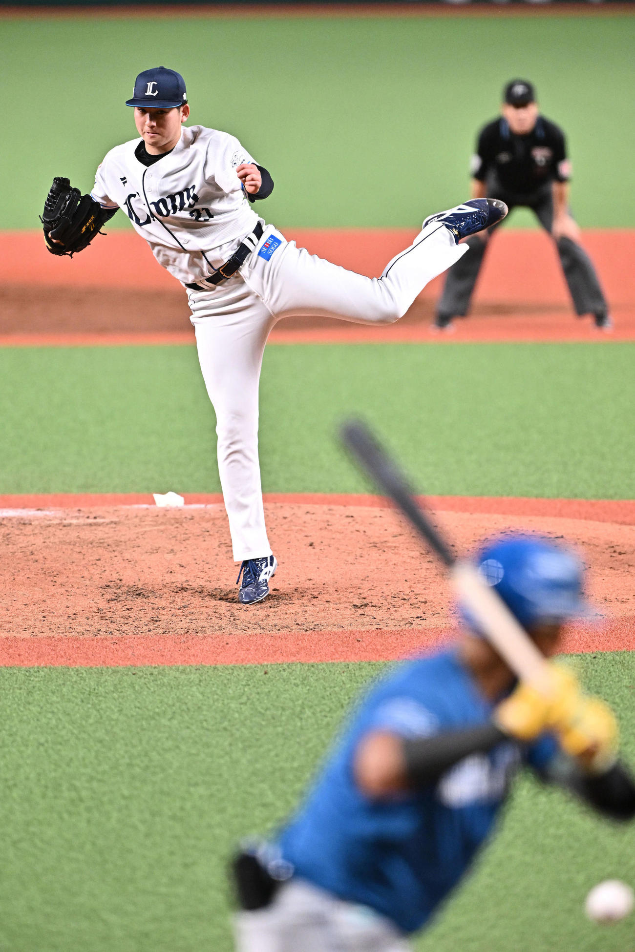 西武対日本ハム　力投する西武先発の武内（撮影・滝沢徹郎）