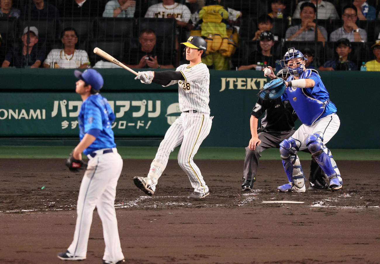 阪神対DeNA 3回裏阪神1死、三振する代打小幡。投手吉野（撮影・加藤哉）