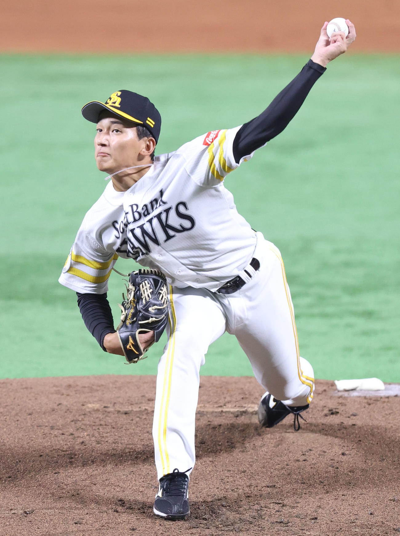 ソフトバンク対オリックス　ソフトバンク先発の前田悠（撮影・鬼束羽瑠菜）