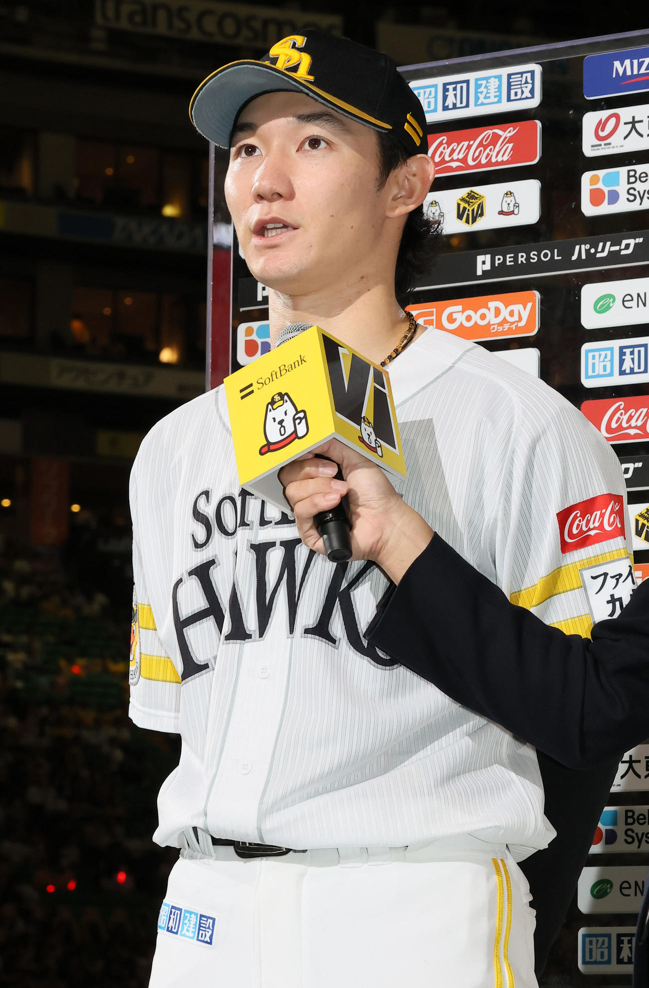 ソフトバンク対オリックス　本日のヒーローに輝いた正木（撮影・鬼束羽瑠菜）