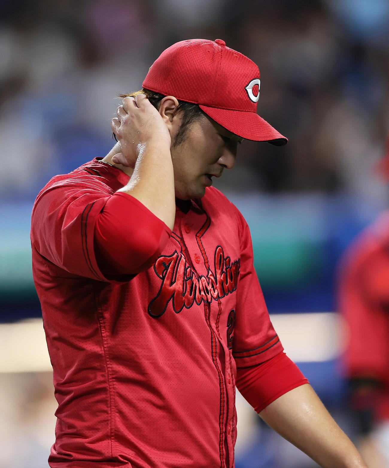 ヤクルト対広島　2回5失点の広島床田（撮影・足立雅史）